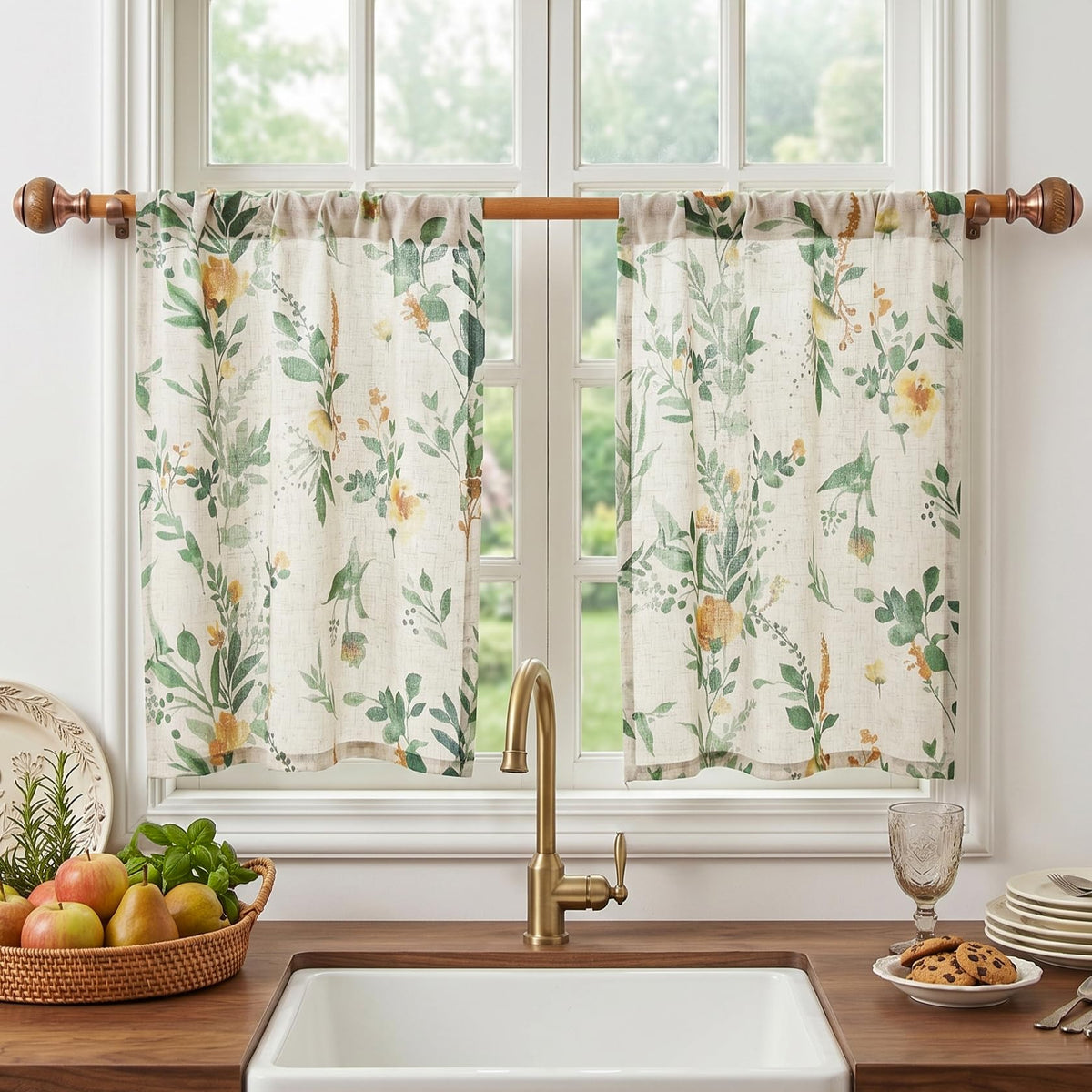 MYSKY HOME Sheer Linen Curtains 84 Inch Length Light Filtering 2 Panels
