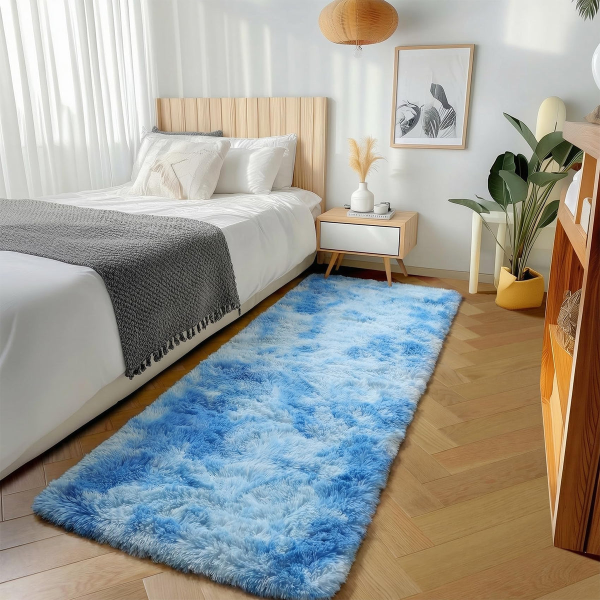 Runner Rugs for Bedroom Living Room, 2x6 Tie-Dyed Beige Hallway Area Rug