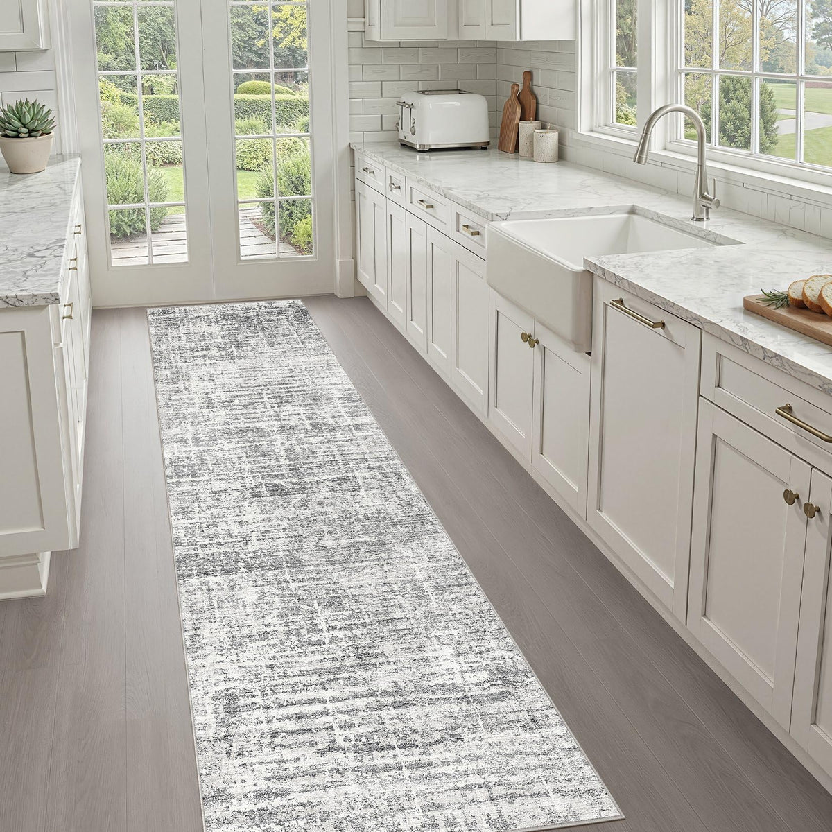 LOONGRUG 8x10 Area Rugs Washable Neutral Modern Rug for Living Room Brown