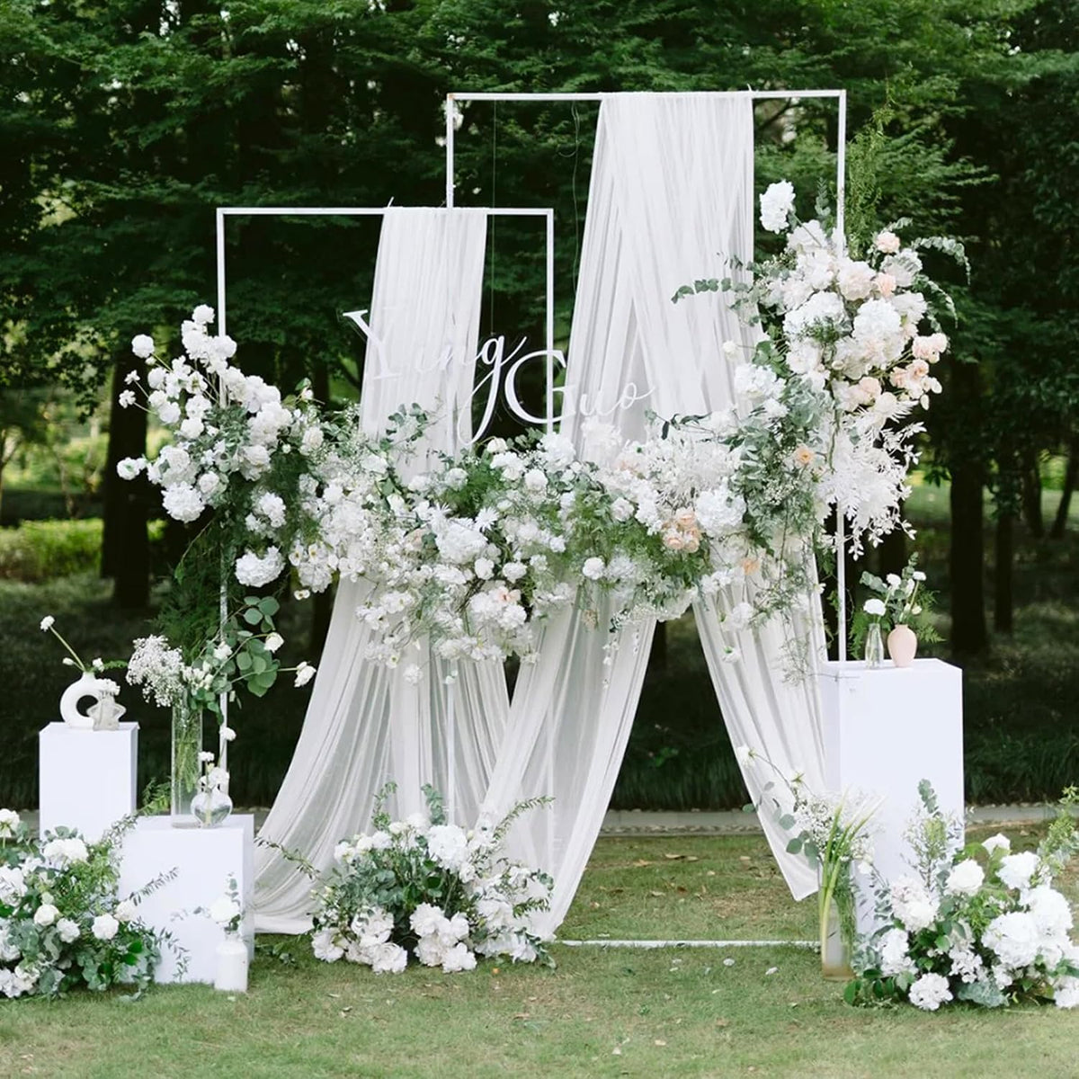 Wokceer White Wedding Arch Draping Fabric Backdrop Drapes Sheer 28.7"x 20FT