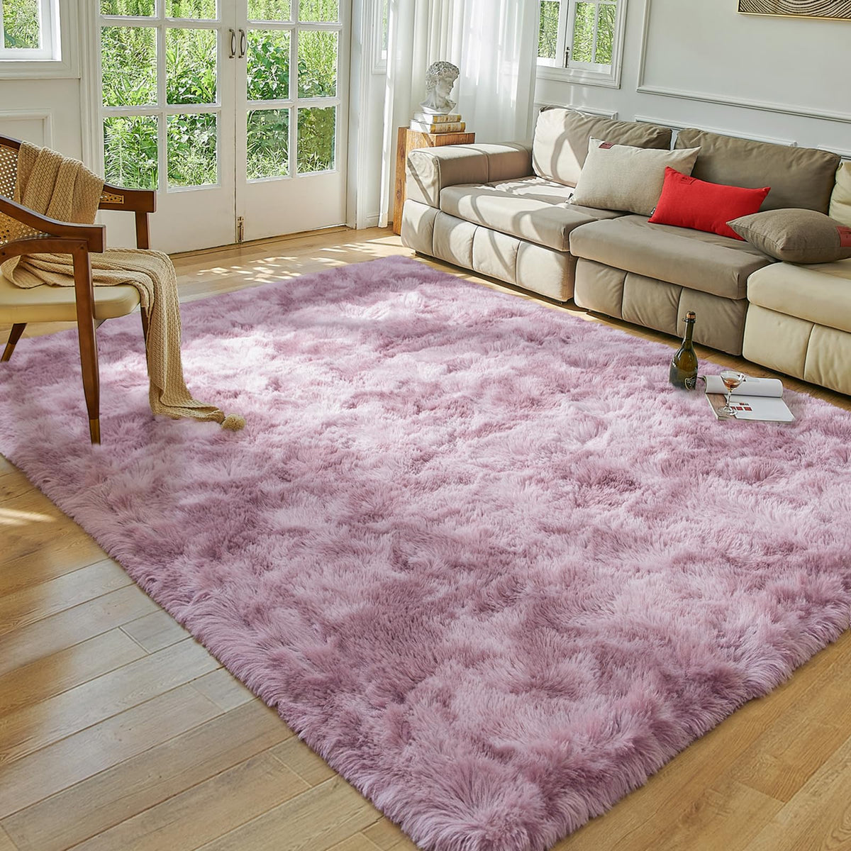 Softlife Rugs for Bedroom 4x5.3 Feet Purple Area Rug for Living Room Super Soft Shaggy Rugs for Dorm Fluffy Fuzzy Carpets Long Plush Bedside Rug Nursery Girls Boys Kids Room Home Christmas Decoration