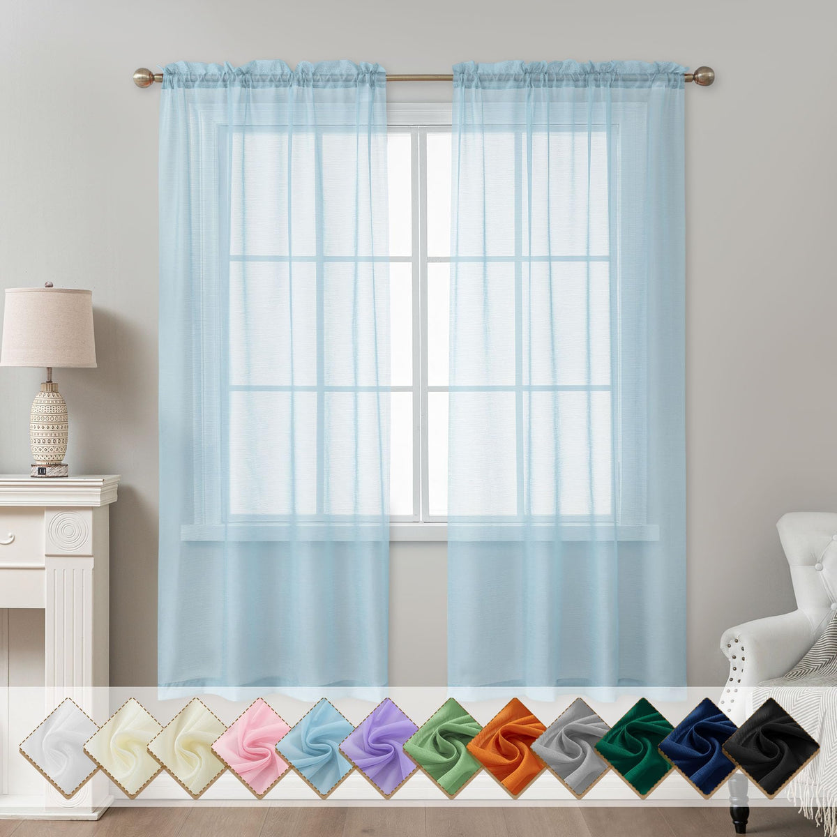Natural Sheer Curtains 96 Inches Long Rod Pocket