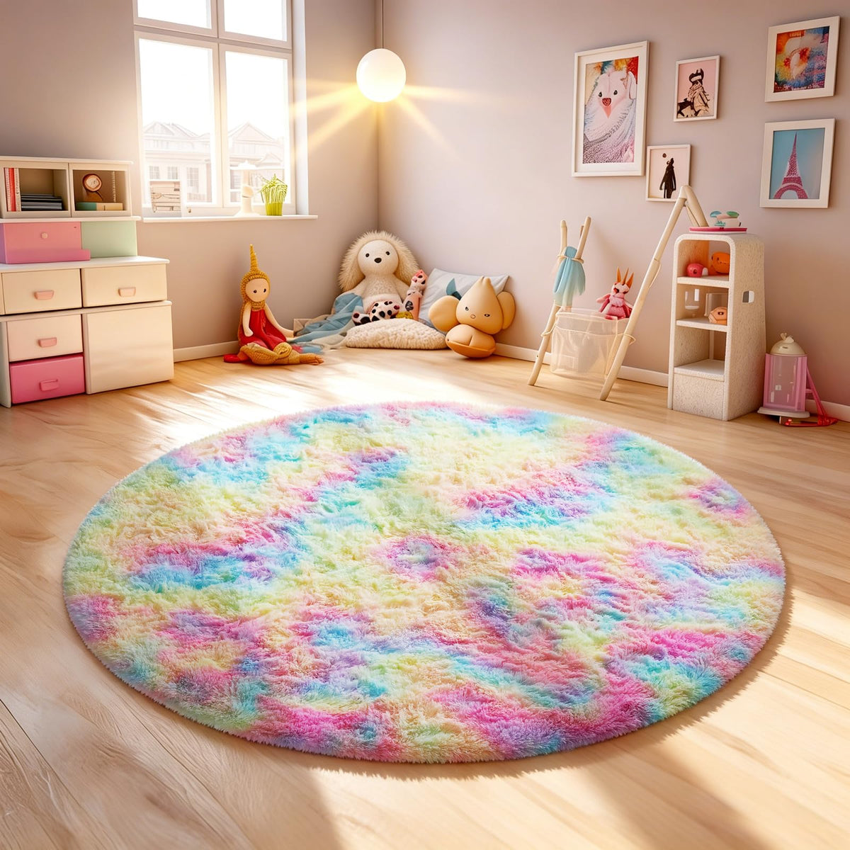 Ophanie 5x7 Area Rugs for Living Room Ivory, Fluffy Shag Large Fuzzy Plush Soft Rug, Shaggy Floor Big Carpets for Bedroom Nursery, Kids Home Decor Aesthetic with Over 99 pcs Pile fibers