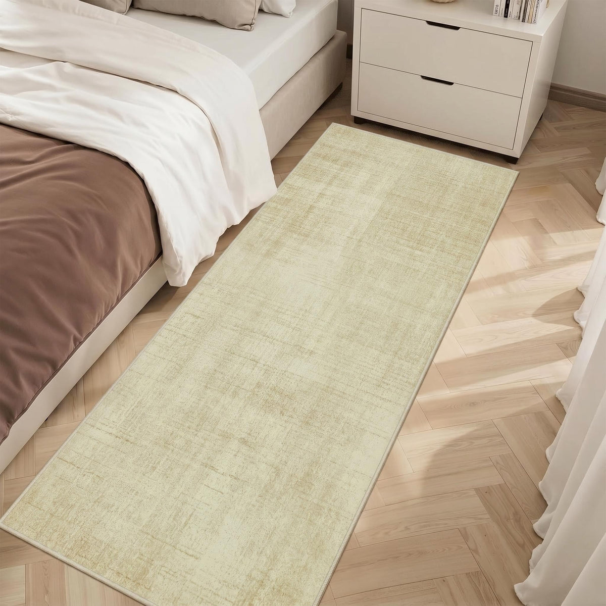 Joydeco Boho Washable Abstract Beige 5x7 Area Rugs for Living Room Bedroom