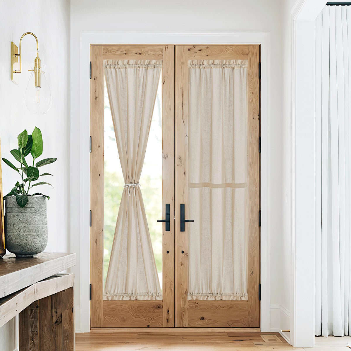 NICETOWN White 2 Panels French Door Curtains for Front Back Window Cover