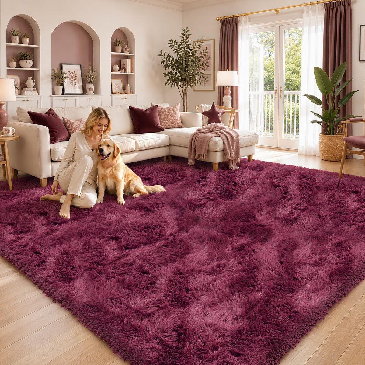 8x10 Area Rugs for Living Room,Light Grey Large Shaggy Soft Plush Furry Rug