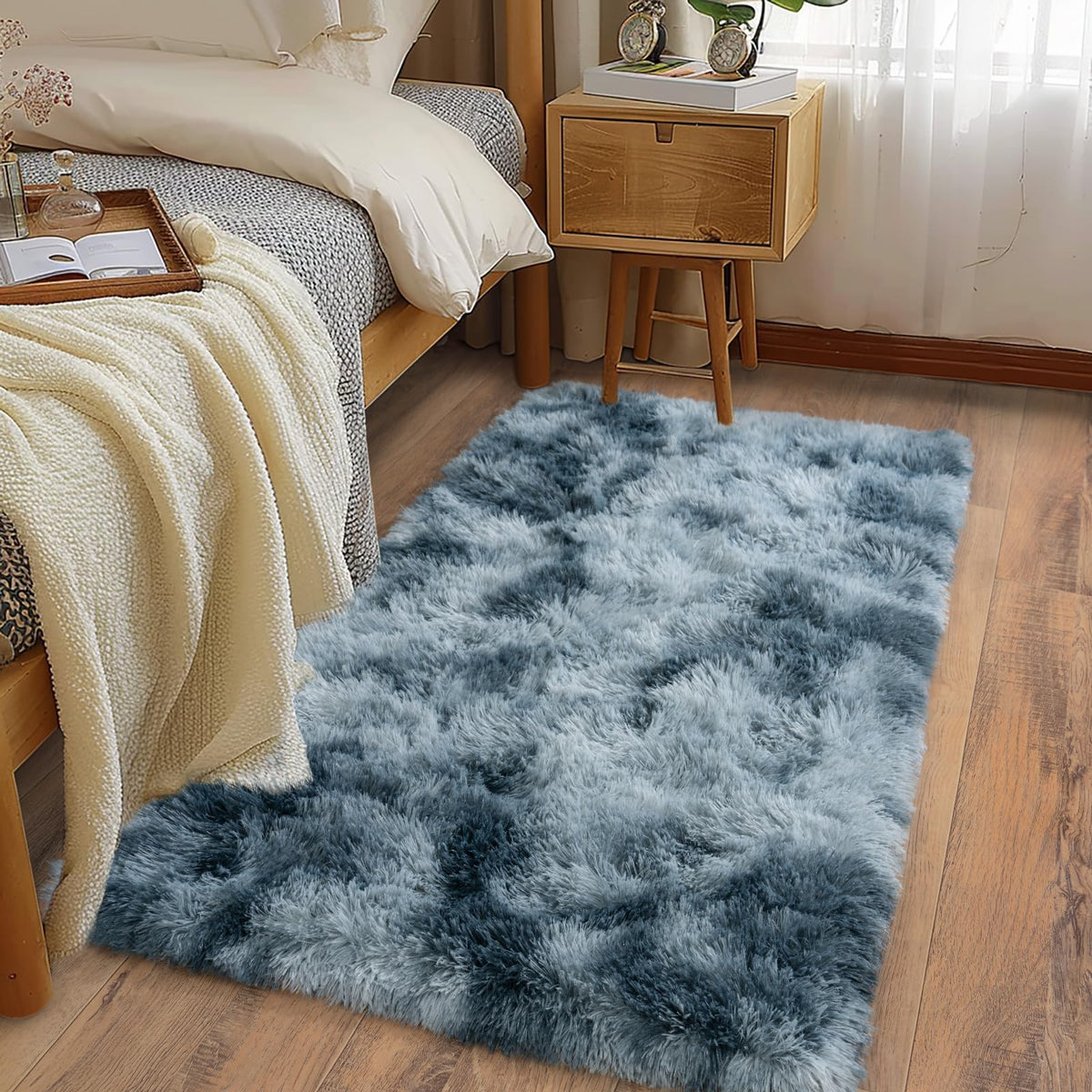 Soft Runner Rugs for Bedroom Hallway 2x6 Beige Fluffy Shag Washable