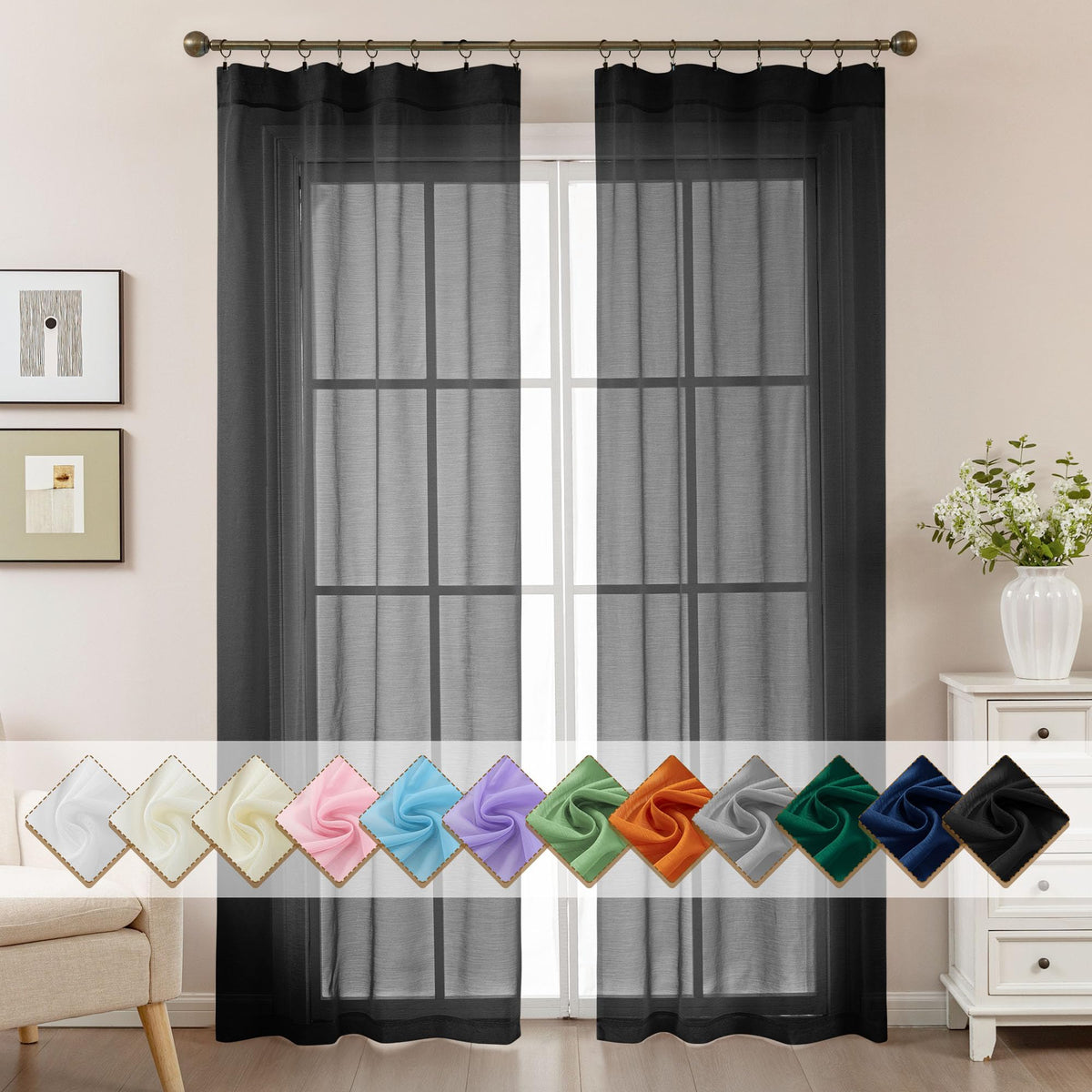 Natural Sheer Curtains 96 Inches Long Rod Pocket