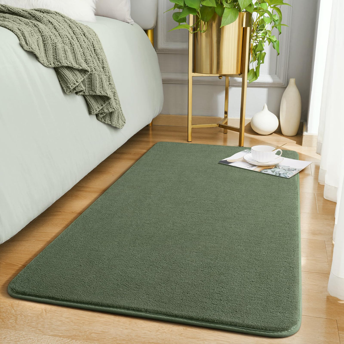 Amearea Modern Area Rugs for Bedroom Living Room, 4x6 Black Memory Foam Rug