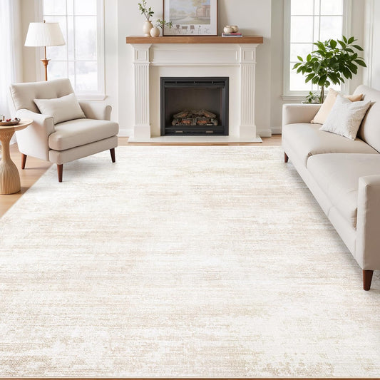 Tosuoka Washable Rug 6x9 Area Rugs for Living Room, Beige Neutral Abstract