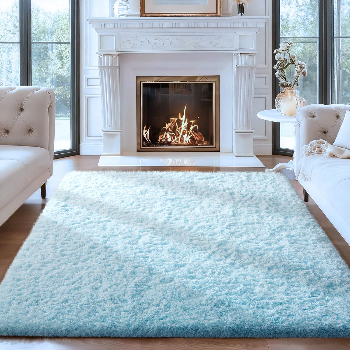 Ophanie 5x7 Area Rugs for Living Room Ivory, Fluffy Shag Large Fuzzy Plush Soft Rug, Shaggy Floor Big Carpets for Bedroom Nursery, Kids Home Decor Aesthetic with Over 99 pcs Pile fibers