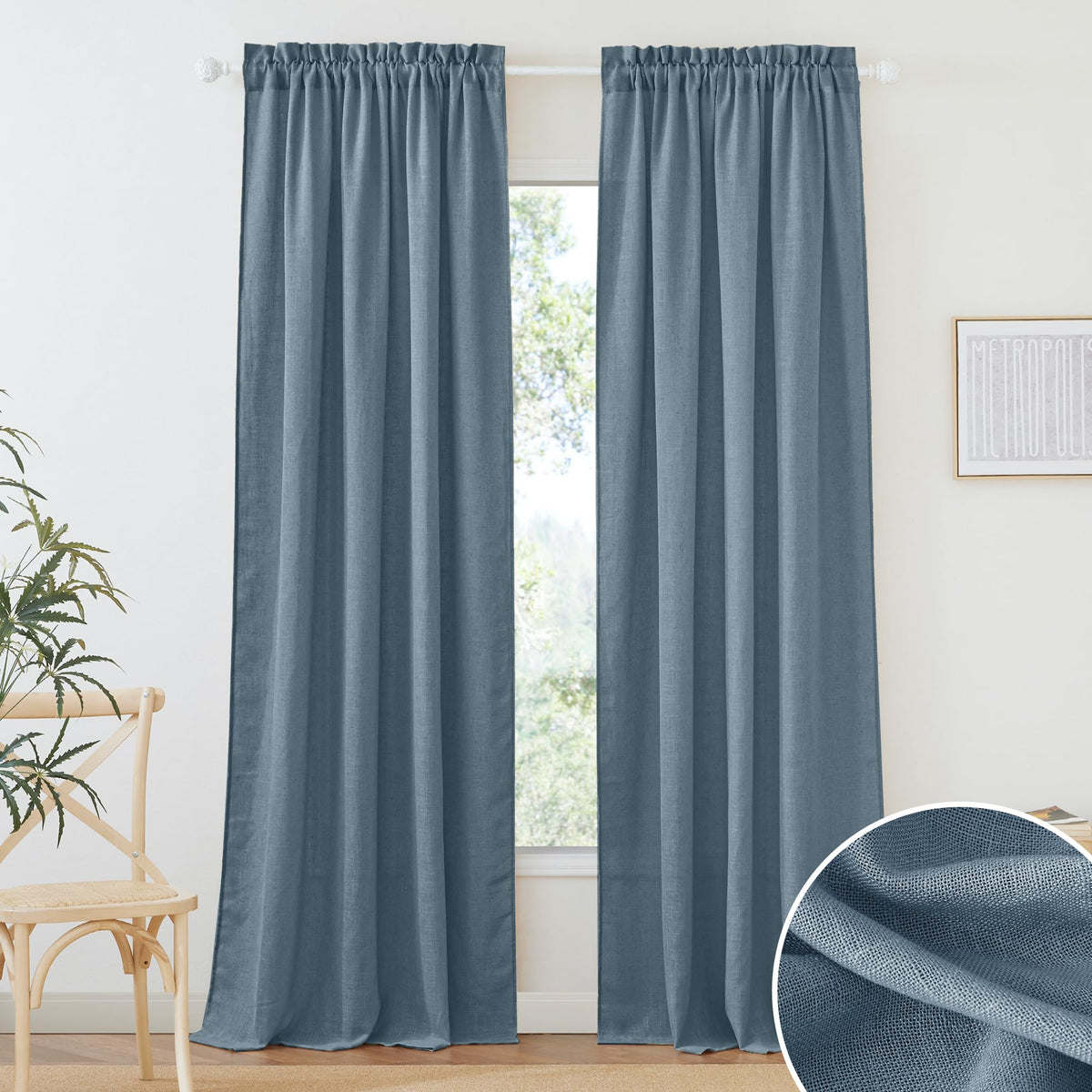 RYB HOME White Semi Sheer Curtains 84 inches Long for Living Room