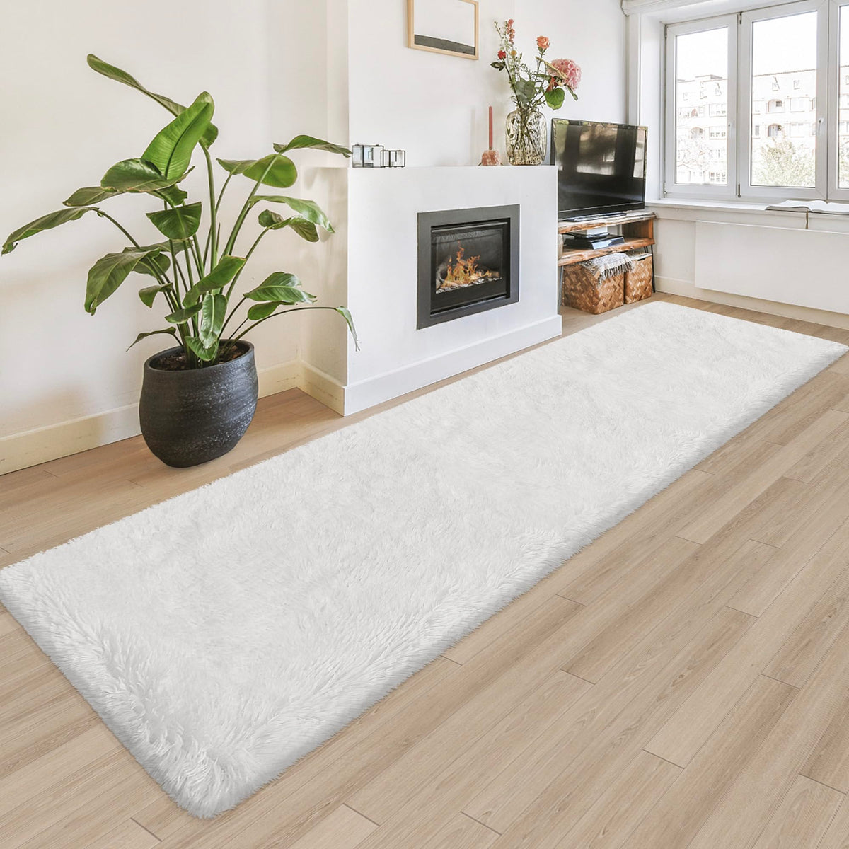 Tie-Dyed Runner Rug for Bedroom Black Grey 2x6ft Fluffy Area Rug Bedside Runner Rug for Kids Room Boys Teens Nursery Baby Living Room Dorm Home Decor Carpets