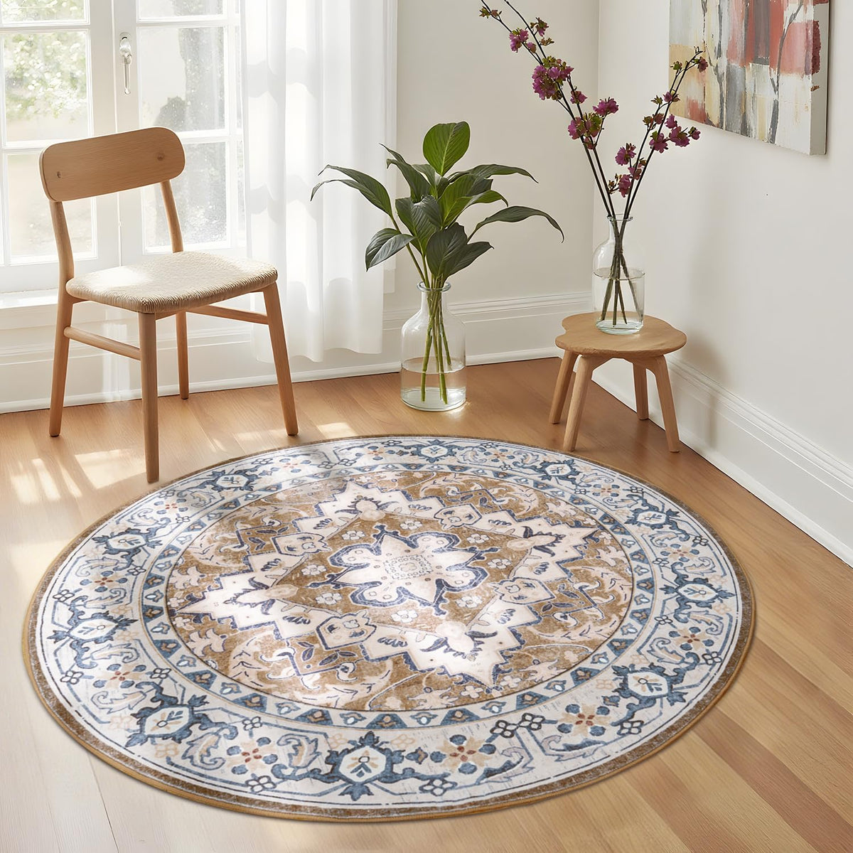 Lessymo 8 x 10 Area Rugs for Living Room, Machine Washable Rug Grey White