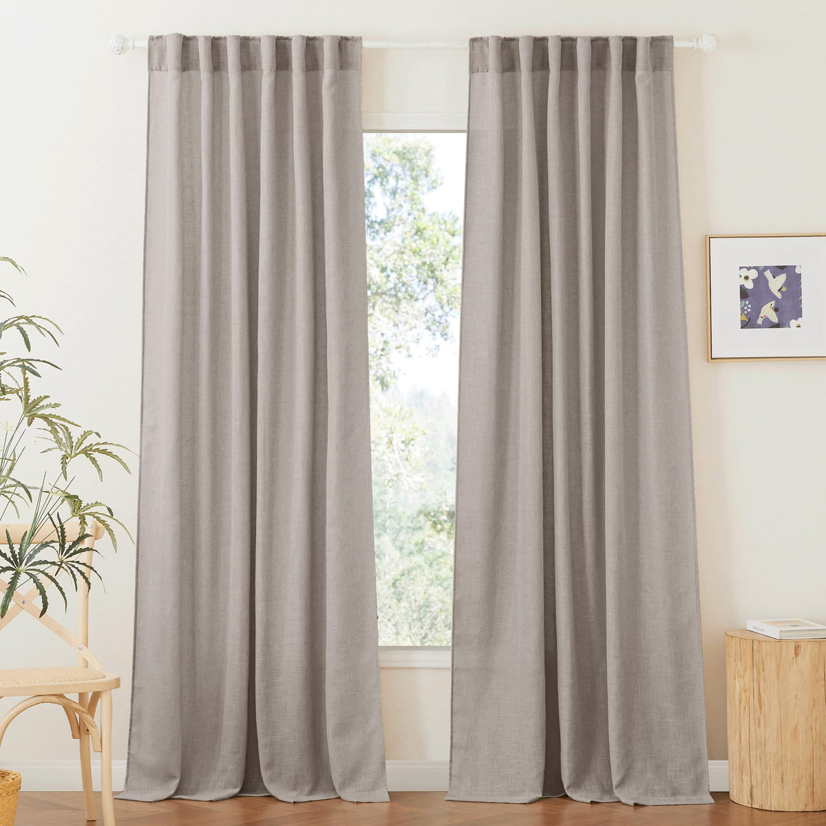 RYB HOME White Sheer Curtains for Living Room Patio Glass Door, W52 x L95