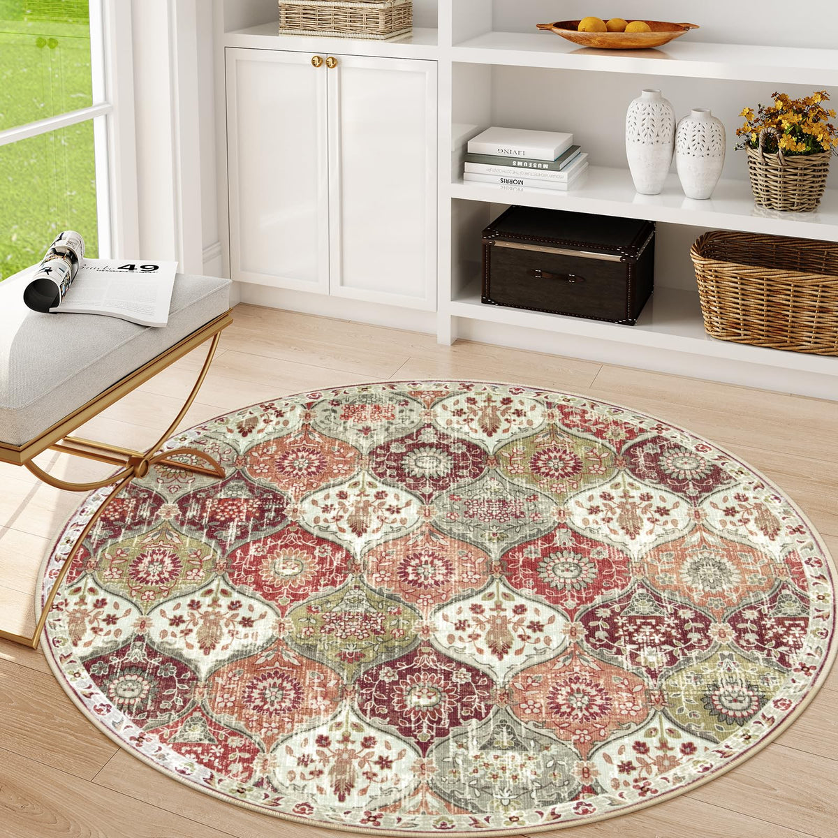 Lahome Moroccan Washable Small Area Rug, 3x5 Rug for Bedroom Living Room