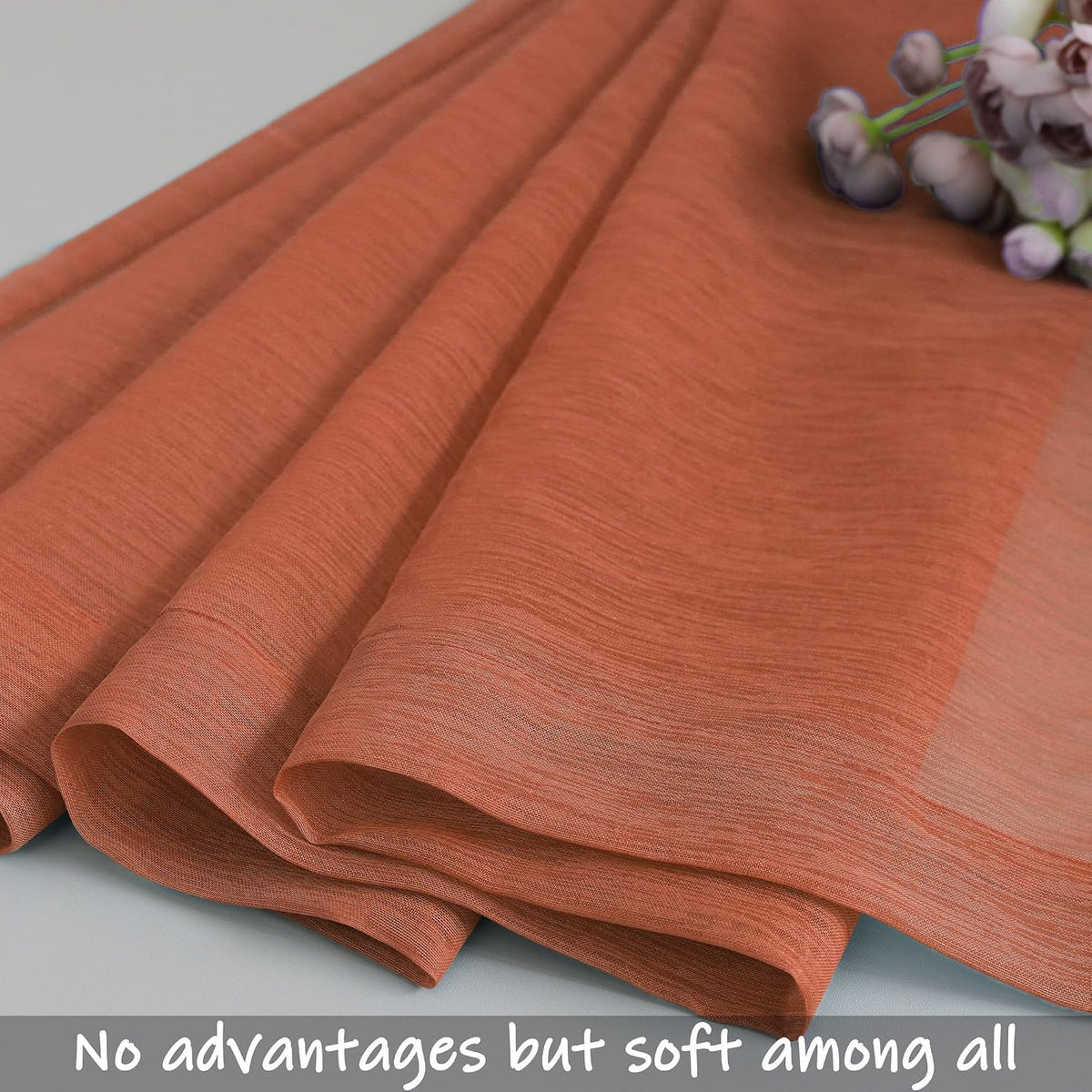 Pitalk Terracotta Curtains 84 Inch Length for Living Room 2 Panel Sets Rod Pocket Sheer Curtains for Living Room Rust Burnt Orange Red