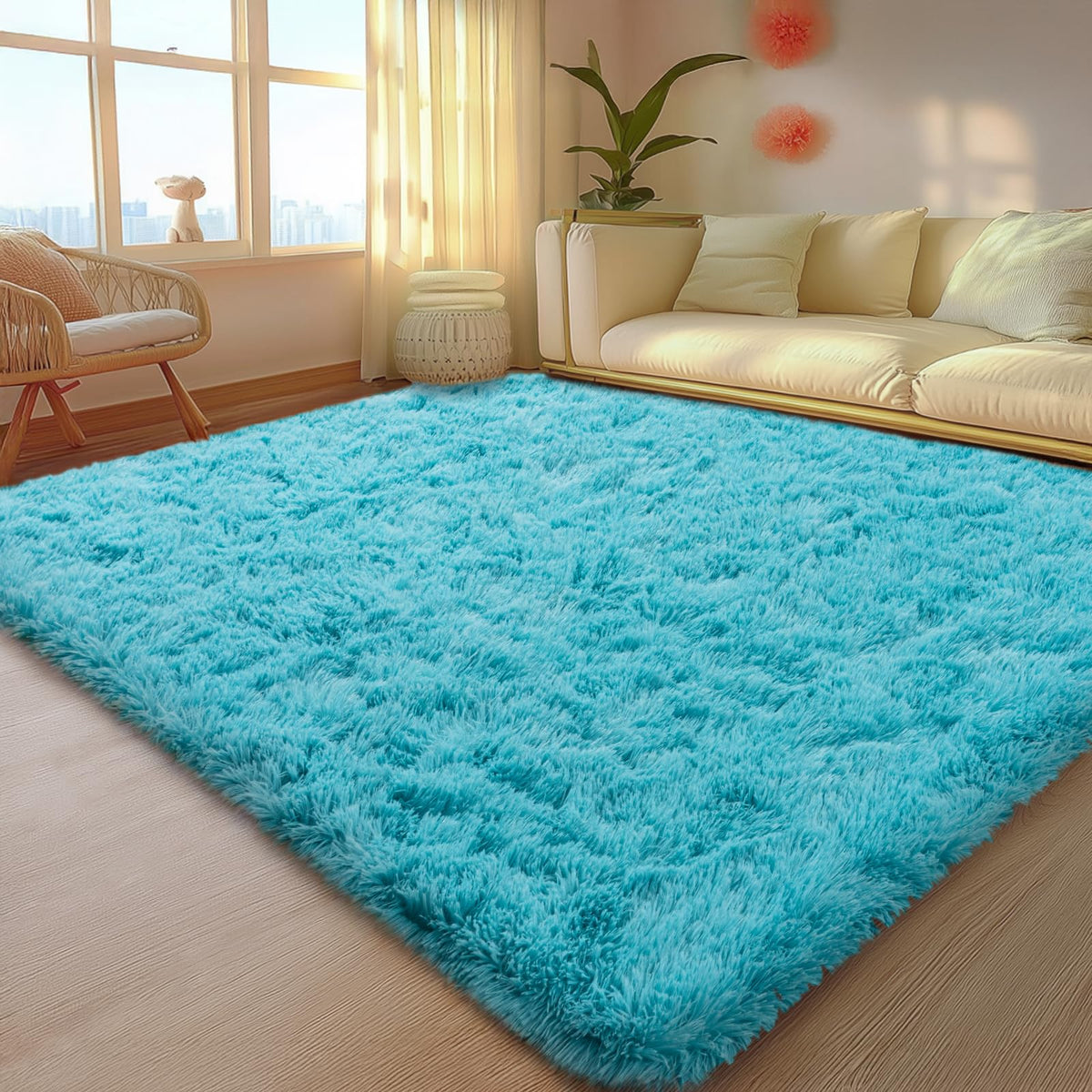 Mugorn 8x10 Area Rugs for Living Room, Large Fluffy Black Rugs for Bedroom