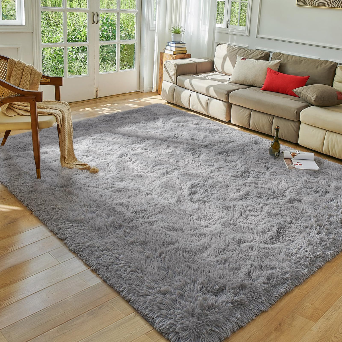 Softlife Rugs for Bedroom 4x5.3 Feet Purple Area Rug for Living Room Super Soft Shaggy Rugs for Dorm Fluffy Fuzzy Carpets Long Plush Bedside Rug Nursery Girls Boys Kids Room Home Christmas Decoration