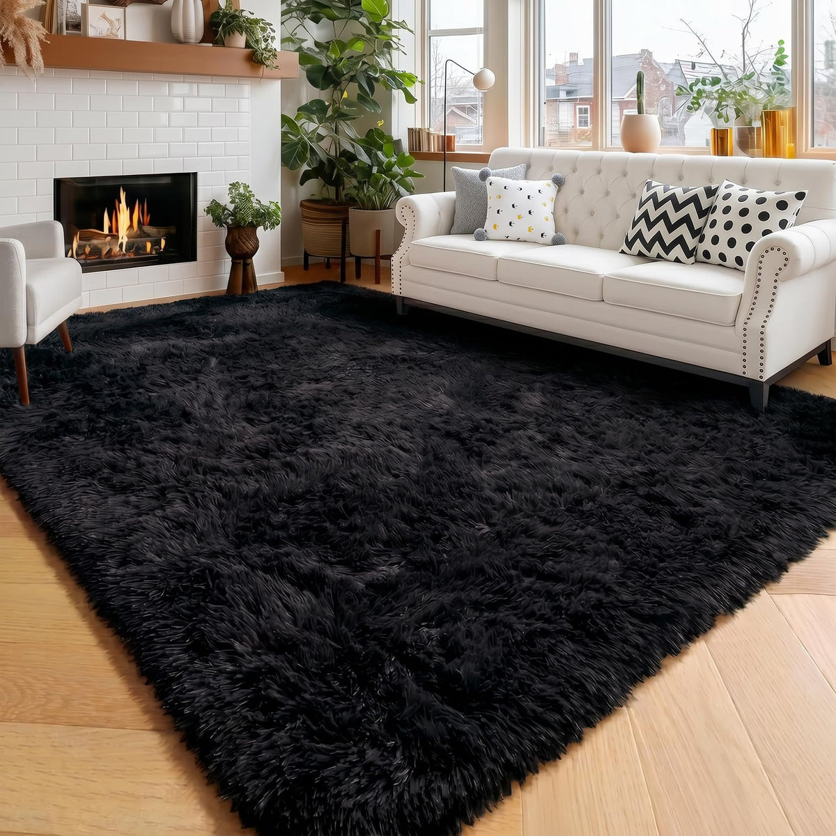 Amdrebio Light Pink Fluffy Fuzzy Area Rug 4x6 for Girls Bedroom Kids Room