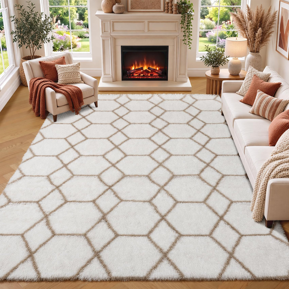 Runner Rugs for Bedroom Living Room, 2x6 Tie-Dyed Beige Hallway Area Rug