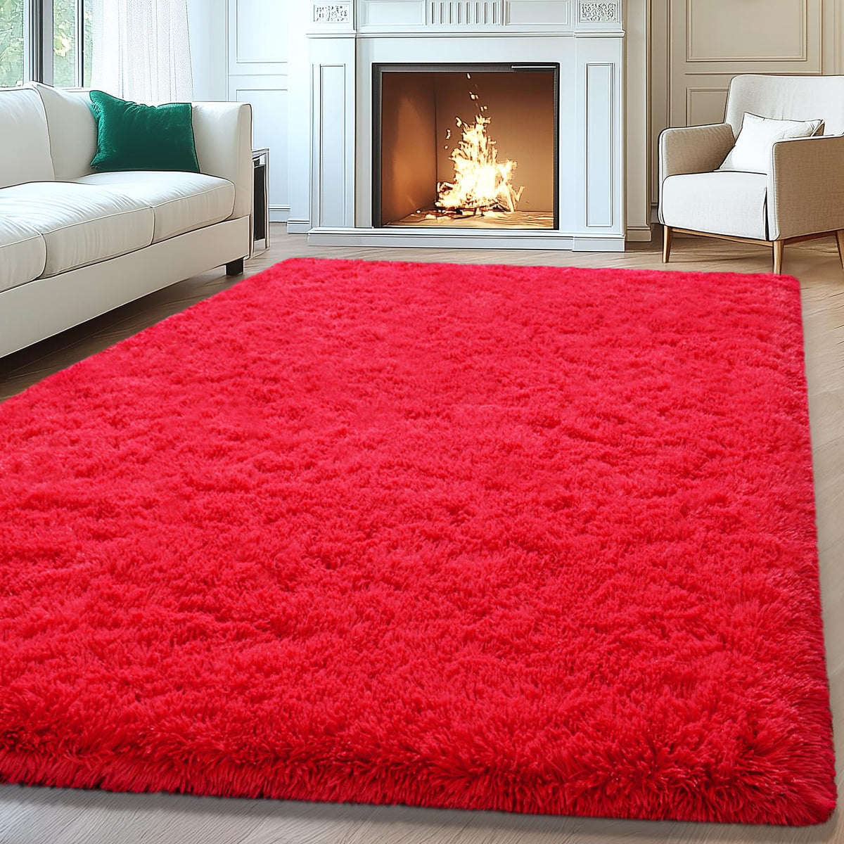 Mugorn 8x10 Area Rugs for Living Room, Large Fluffy Black Rugs for Bedroom