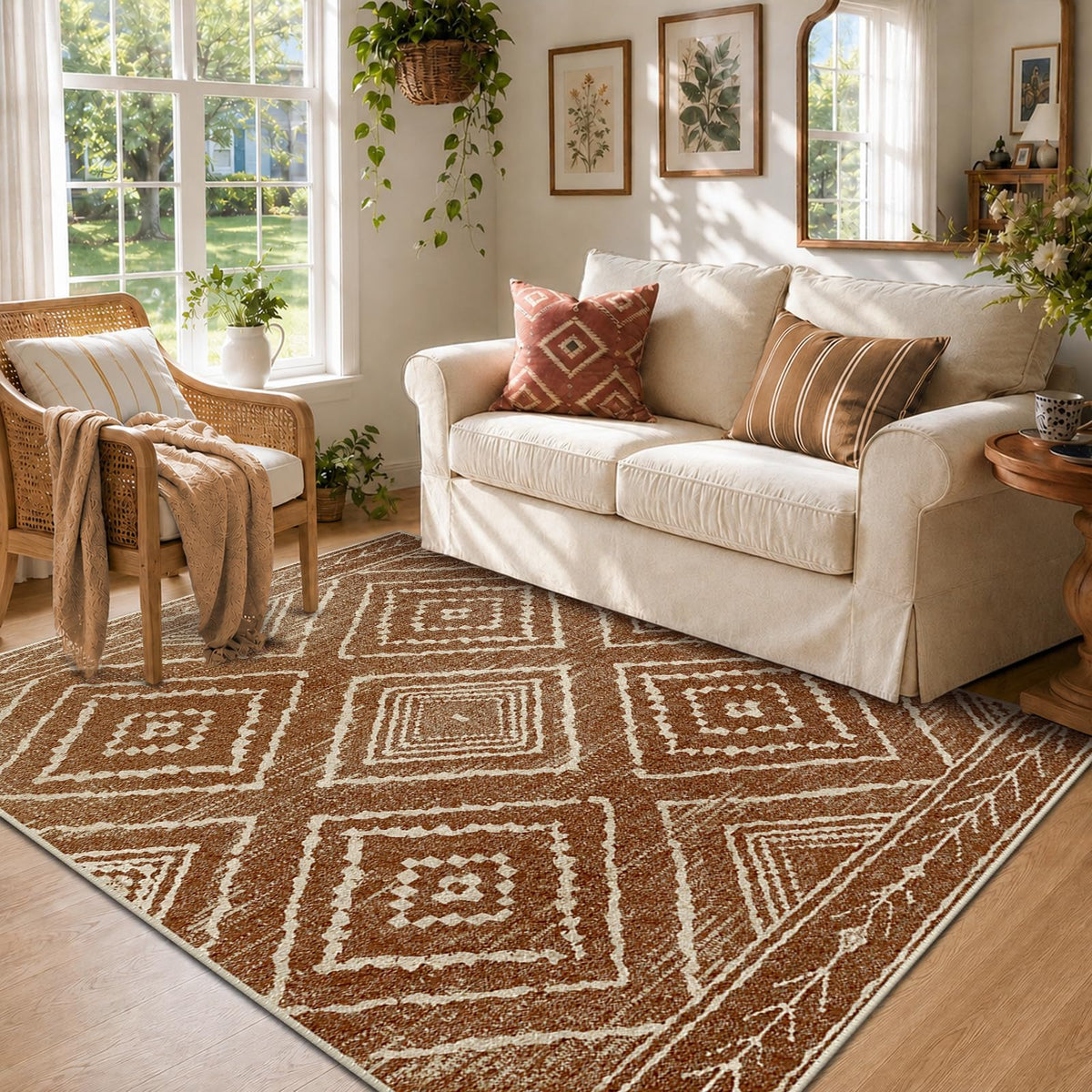 BESTSWEETIE 5'x7' Washable Area Rug for Living Room Bedroom Lightpink