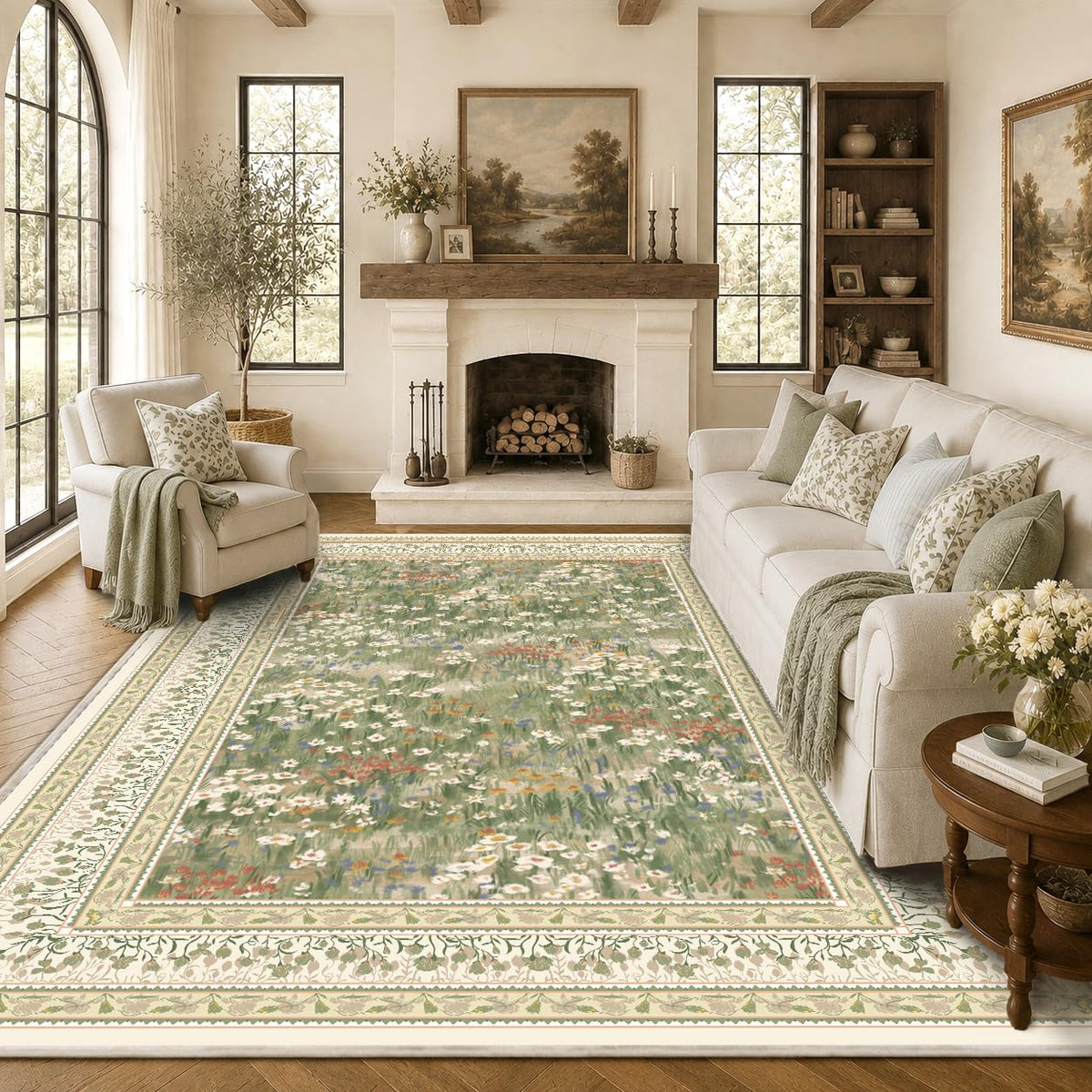 HelloTree 5x7 Floral Vintage Boho Area Rug