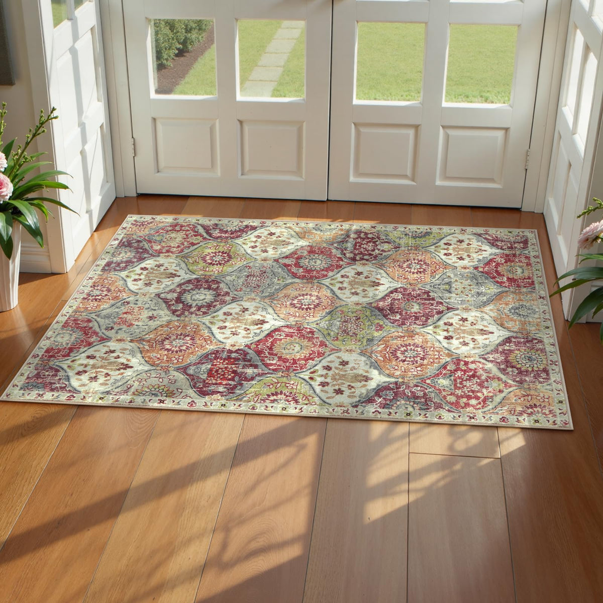 Lahome Moroccan Washable Small Area Rug, 3x5 Rug for Bedroom Living Room