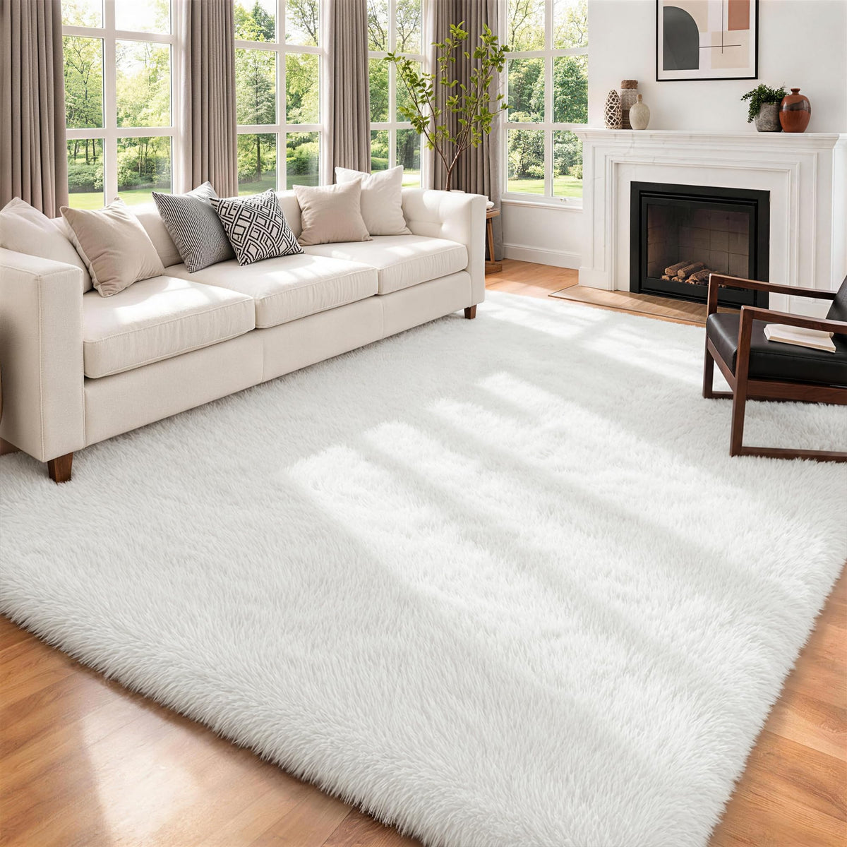 6x9 Area Rugs for Living Room Bedroom,Ultra Soft Fluffy Shag Rug Grey