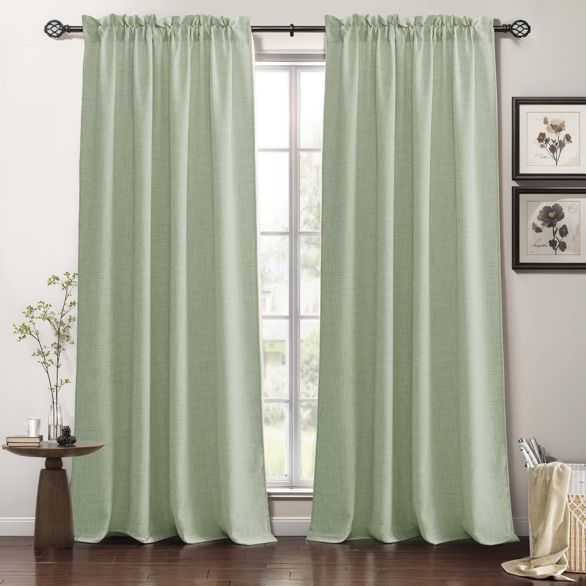 RYB HOME White Semi Sheer Curtains 84 inches Long for Living Room