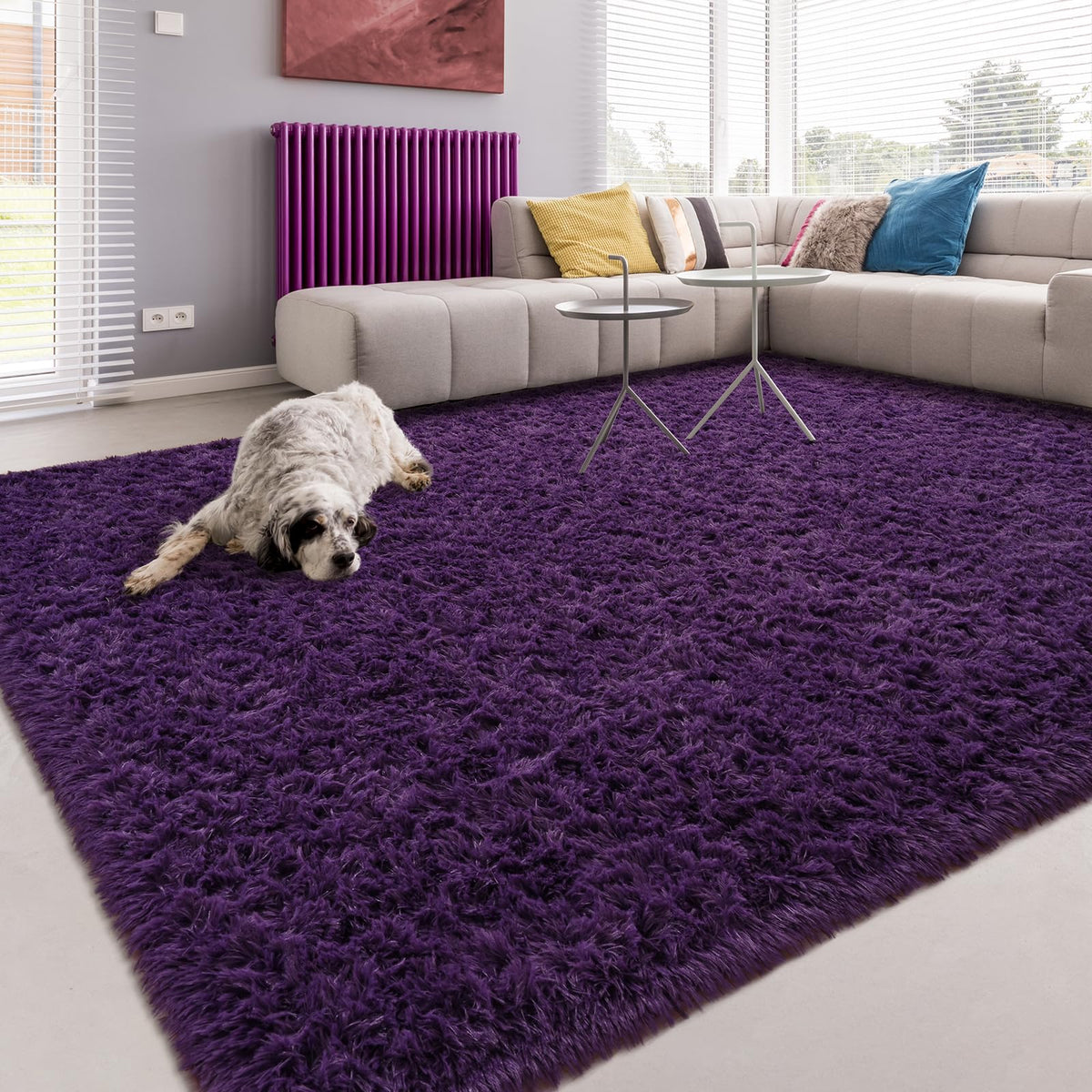 Softlife Rugs for Bedroom 4x5.3 Feet Purple Area Rug for Living Room Super Soft Shaggy Rugs for Dorm Fluffy Fuzzy Carpets Long Plush Bedside Rug Nursery Girls Boys Kids Room Home Christmas Decoration