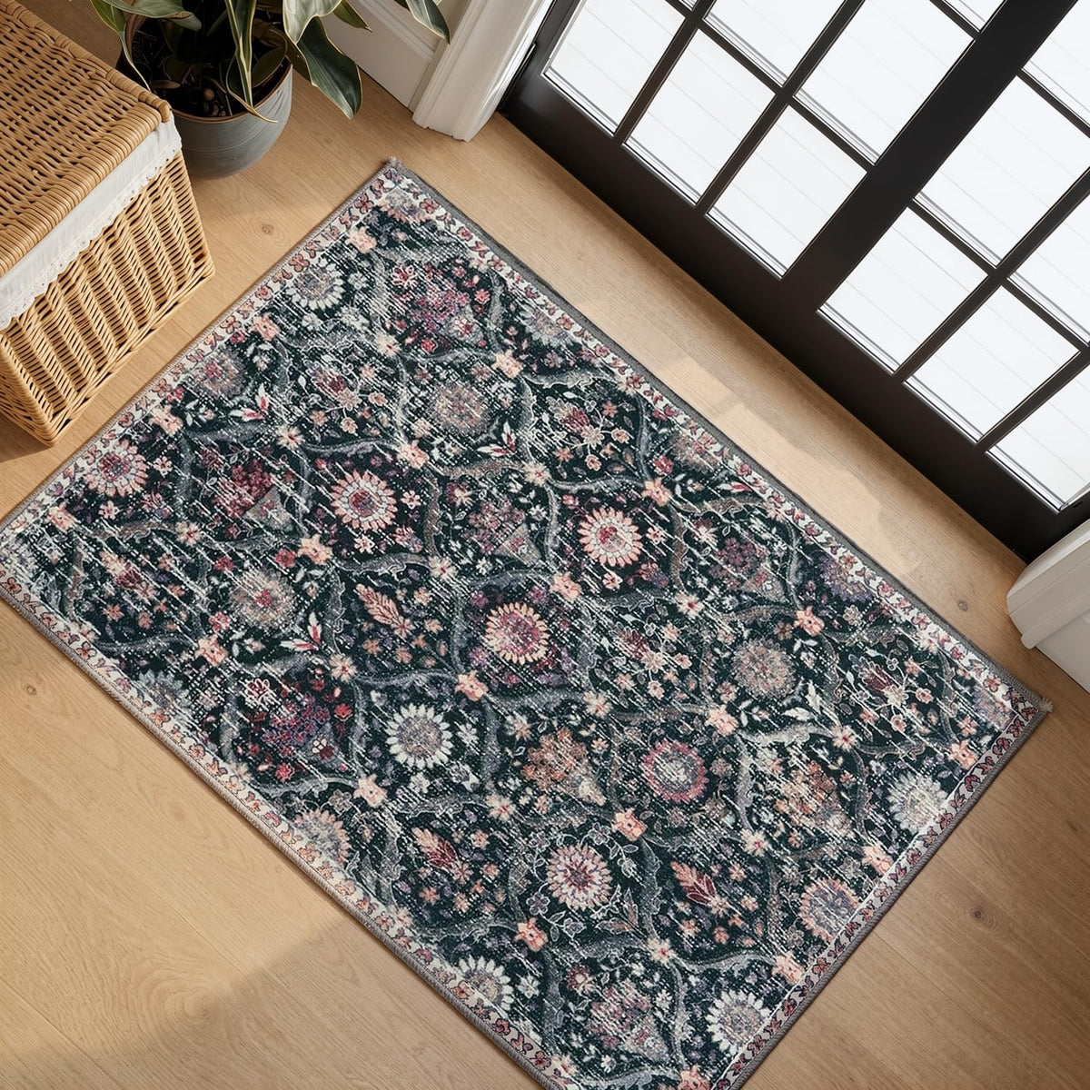 Lahome Moroccan Washable Small Area Rug, 3x5 Rug for Bedroom Living Room