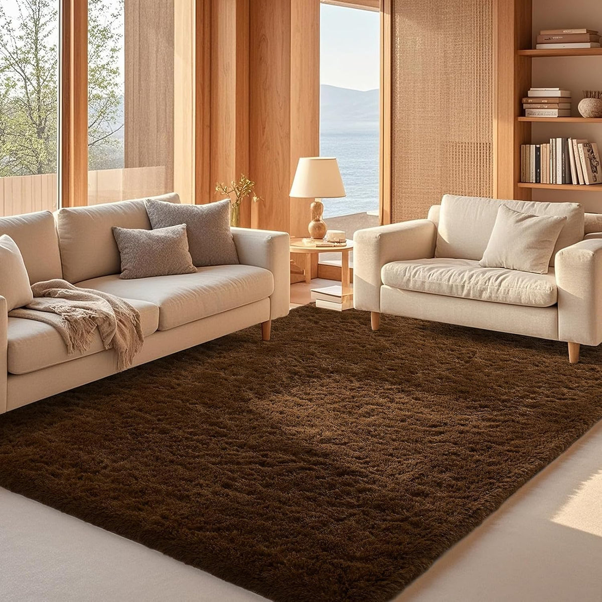 Ophanie 5x7 Area Rugs for Living Room Ivory, Fluffy Shag Large Fuzzy Plush Soft Rug, Shaggy Floor Big Carpets for Bedroom Nursery, Kids Home Decor Aesthetic with Over 99 pcs Pile fibers