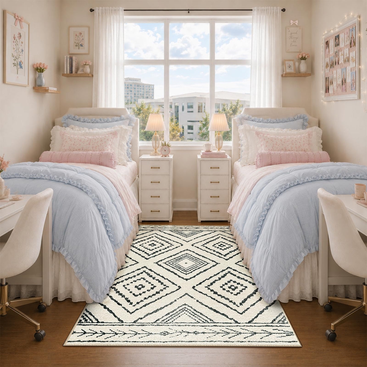 BESTSWEETIE 5'x7' Washable Area Rug for Living Room Bedroom Lightpink