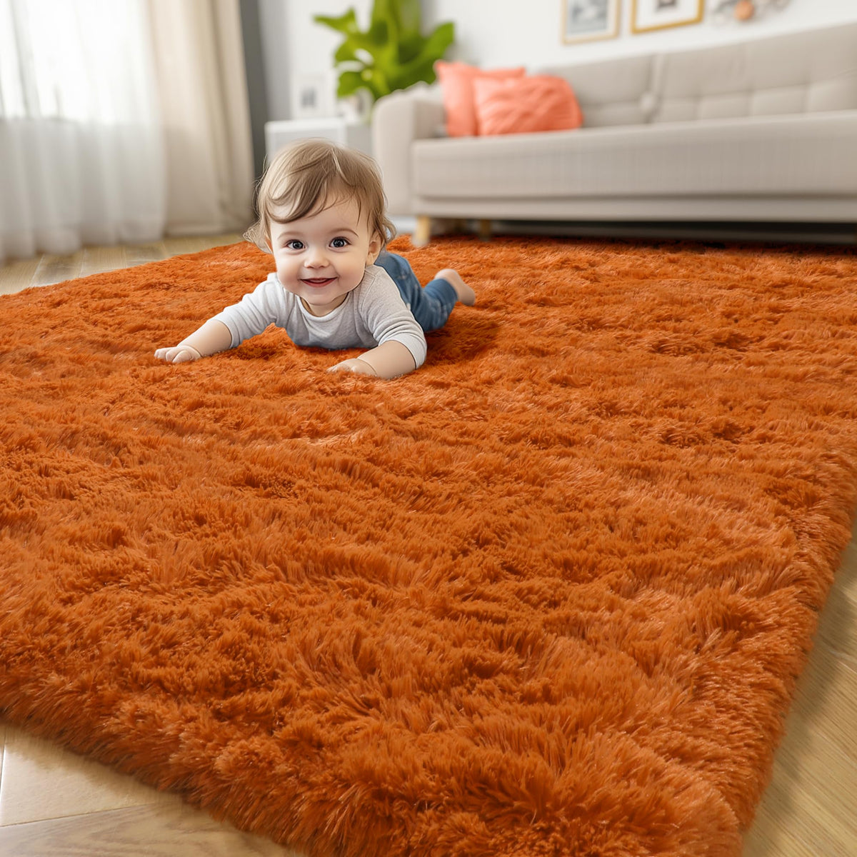 Amdrebio Light Pink Fluffy Fuzzy Area Rug 4x6 for Girls Bedroom Kids Room
