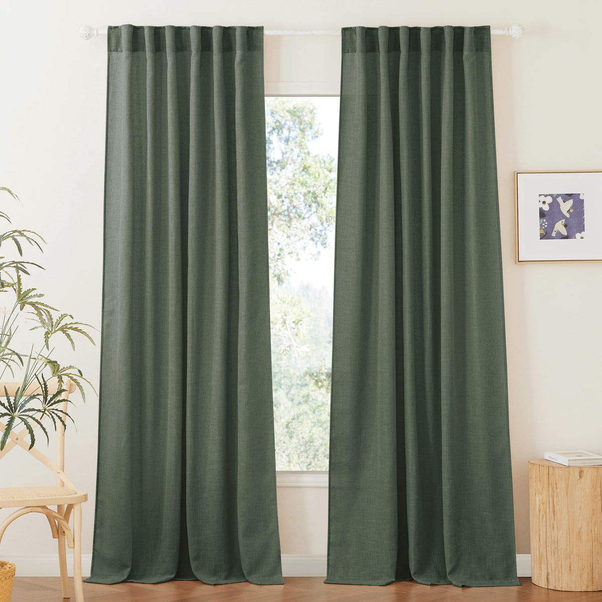 RYB HOME White Sheer Curtains for Living Room Patio Glass Door, W52 x L95