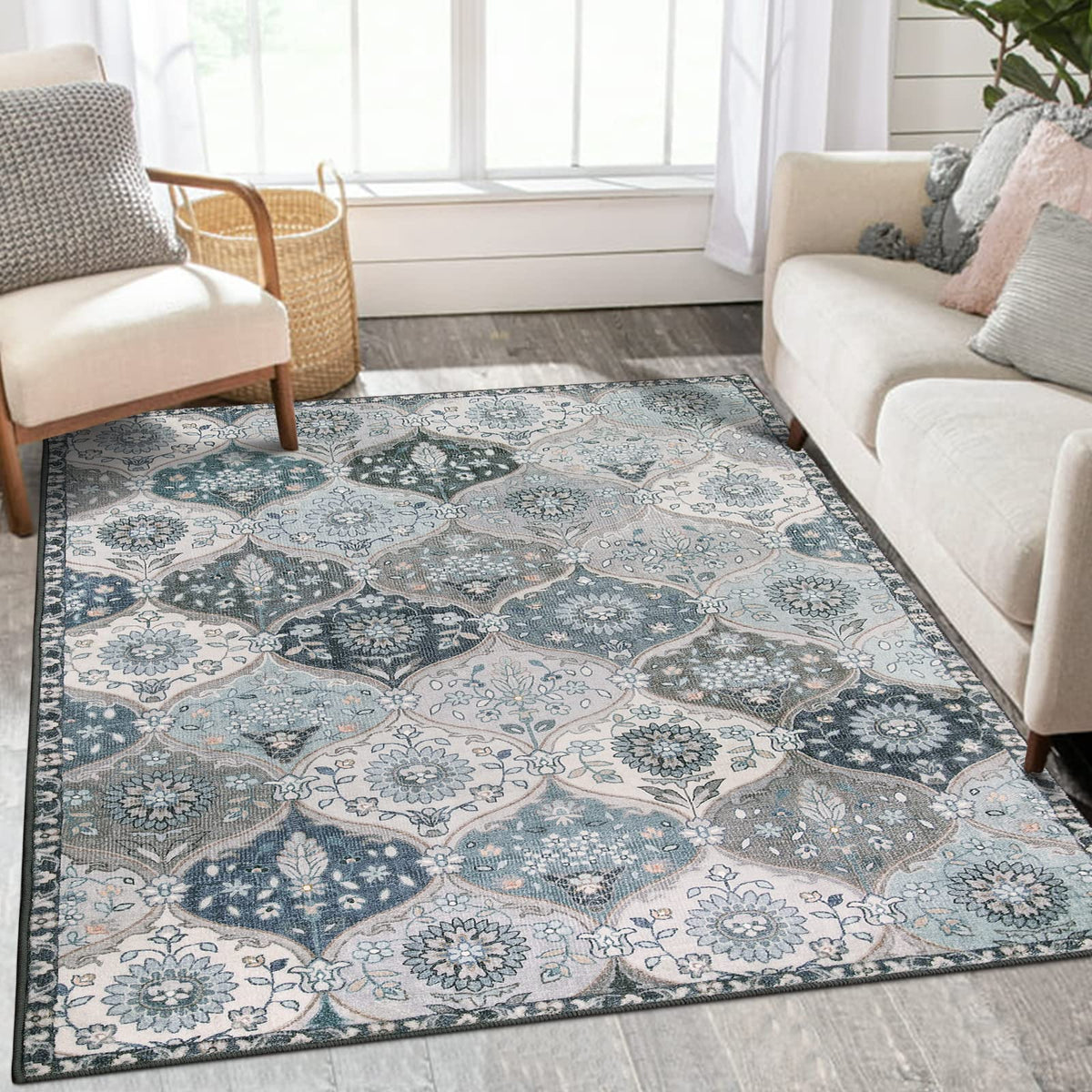 Lahome Moroccan Washable Small Area Rug, 3x5 Rug for Bedroom Living Room