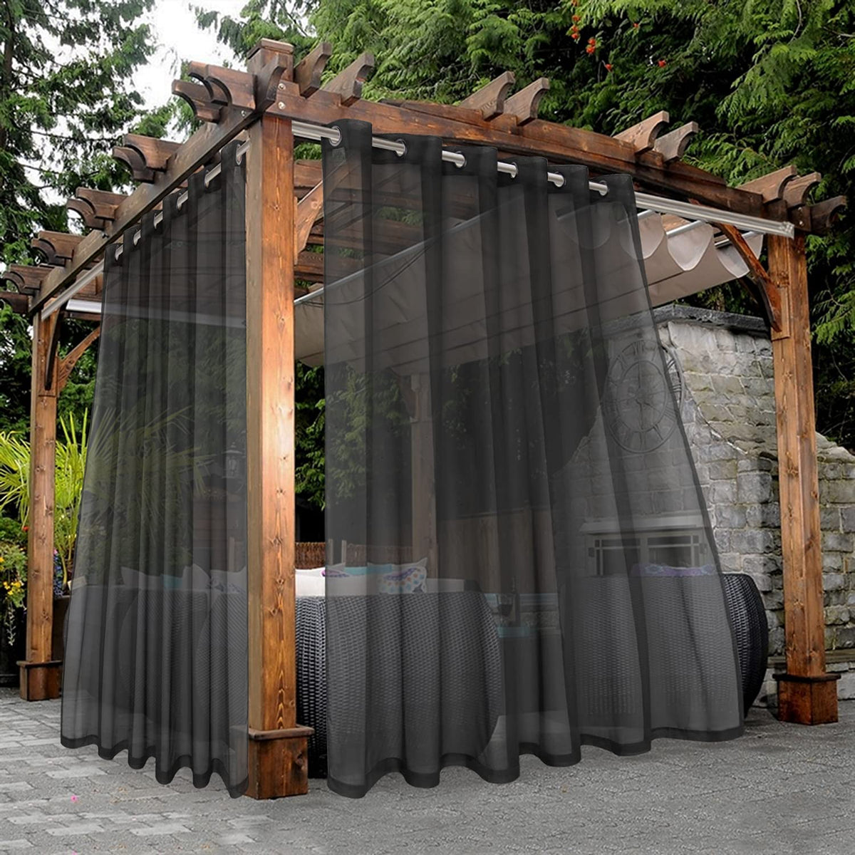 BONZER White Outdoor Sheer Curtains for Patio Waterproof 2 Panels