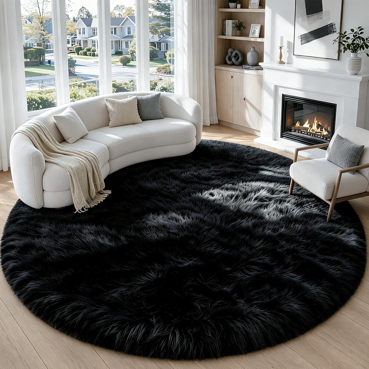 MXSANYOO 8x10 Fluffy Shag Area Rugs for Living Room Bedroom Grey Rug