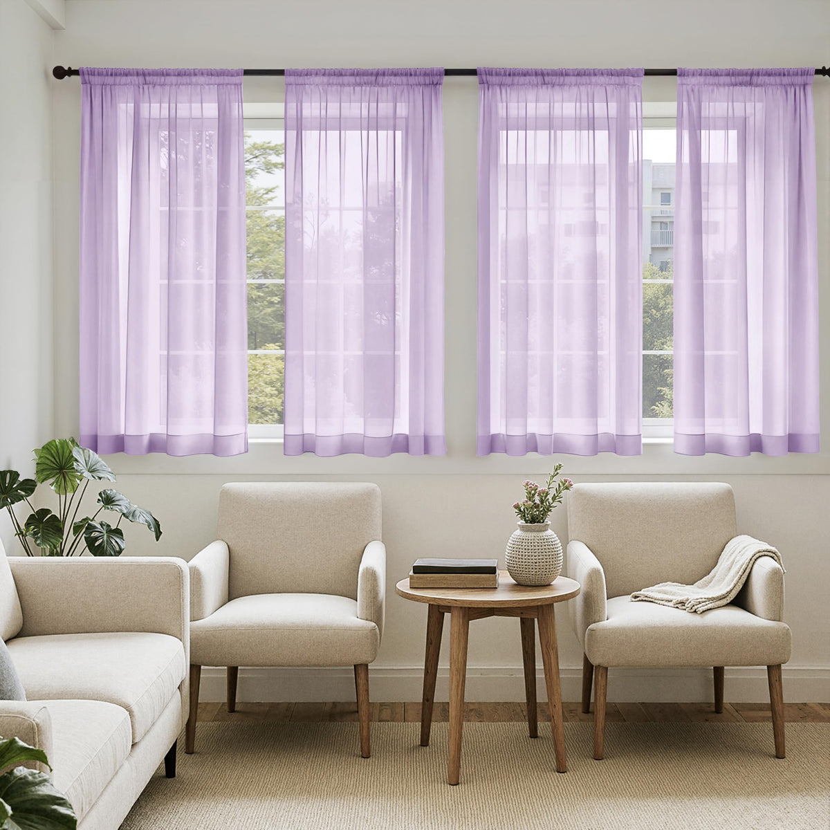 MIULEE White Sheer Curtains 84 Inches Long 4 Panels 42 x 84 Inches