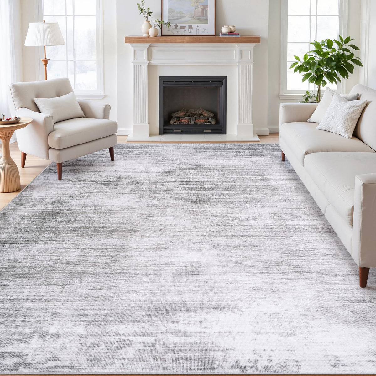 Tosuoka Washable Rug 6x9 Area Rugs for Living Room, Beige Neutral Abstract