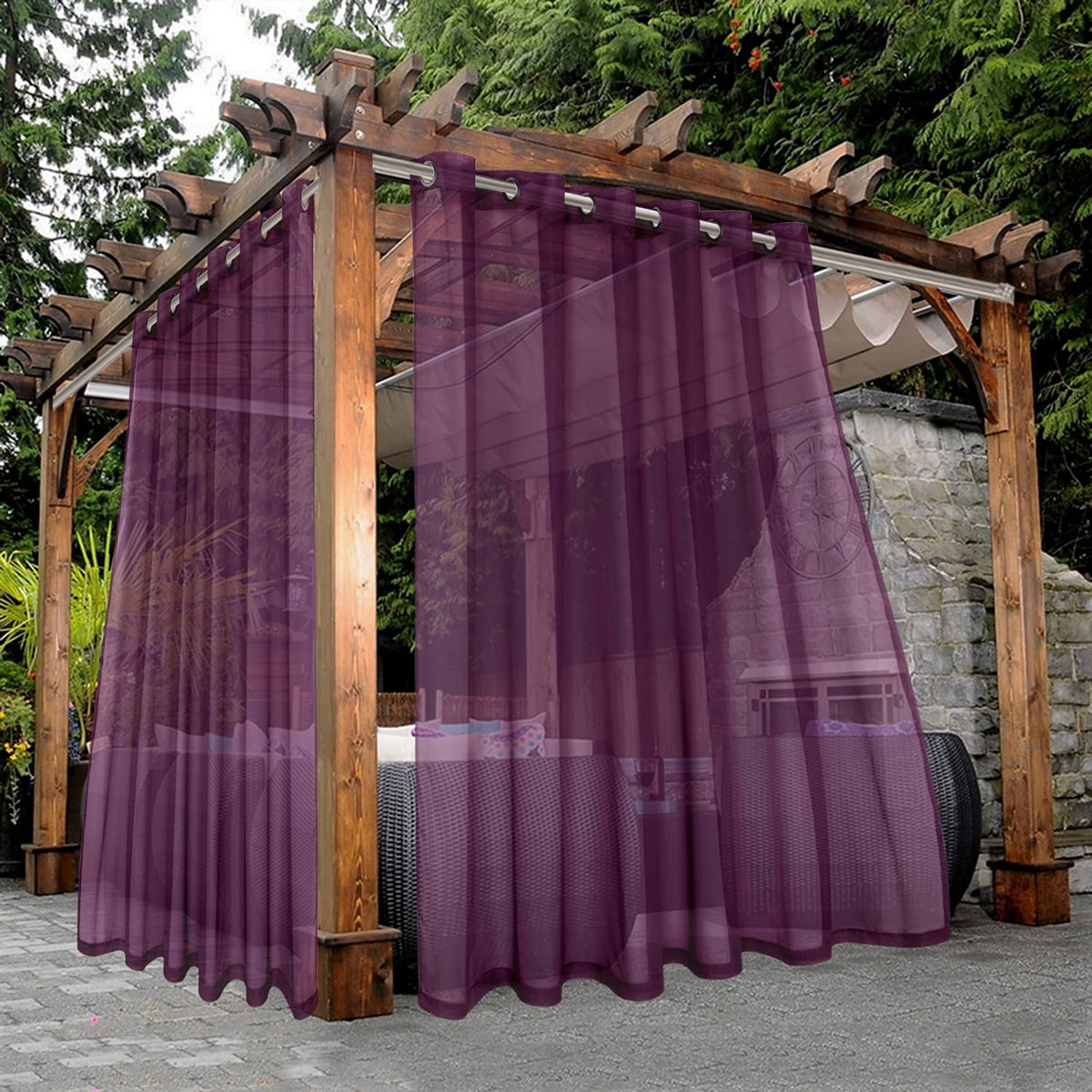 BONZER White Outdoor Sheer Curtains for Patio Waterproof 2 Panels