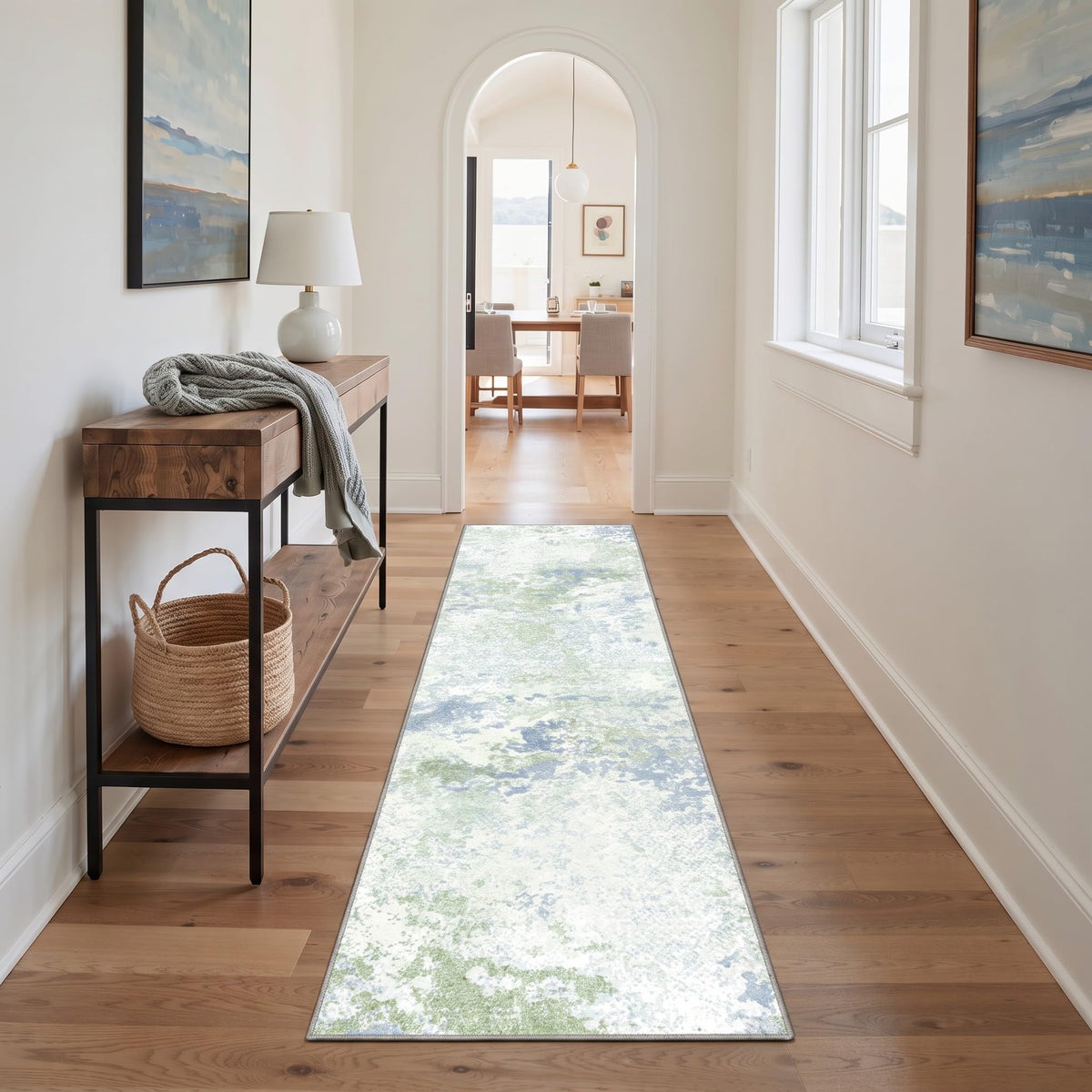 BEIMO 5x7 Green Abstract Area Rug, Washable Non-Slip for Bedroom