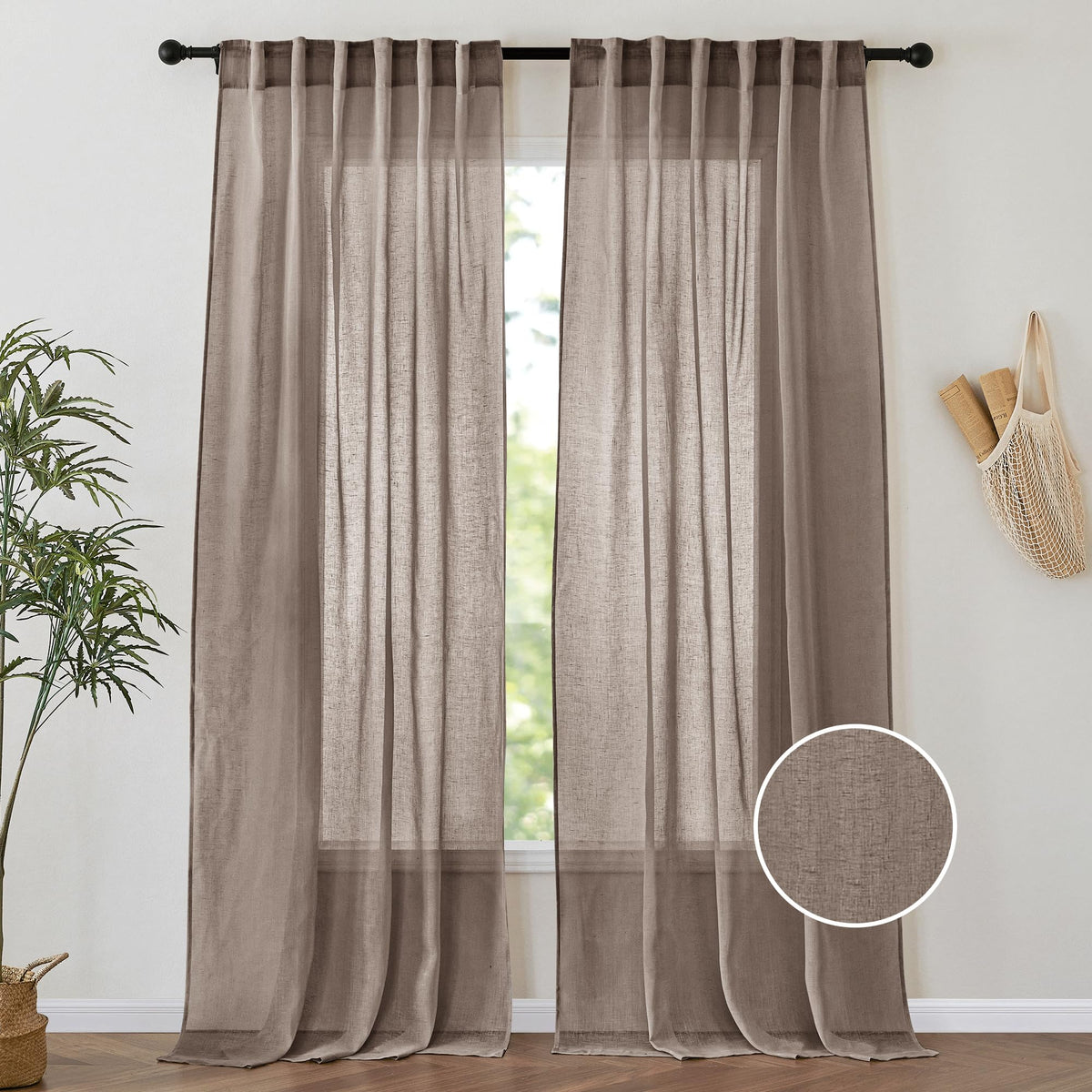 PONY DANCE White Sheer Curtains 96 inches Long, 2 Panels