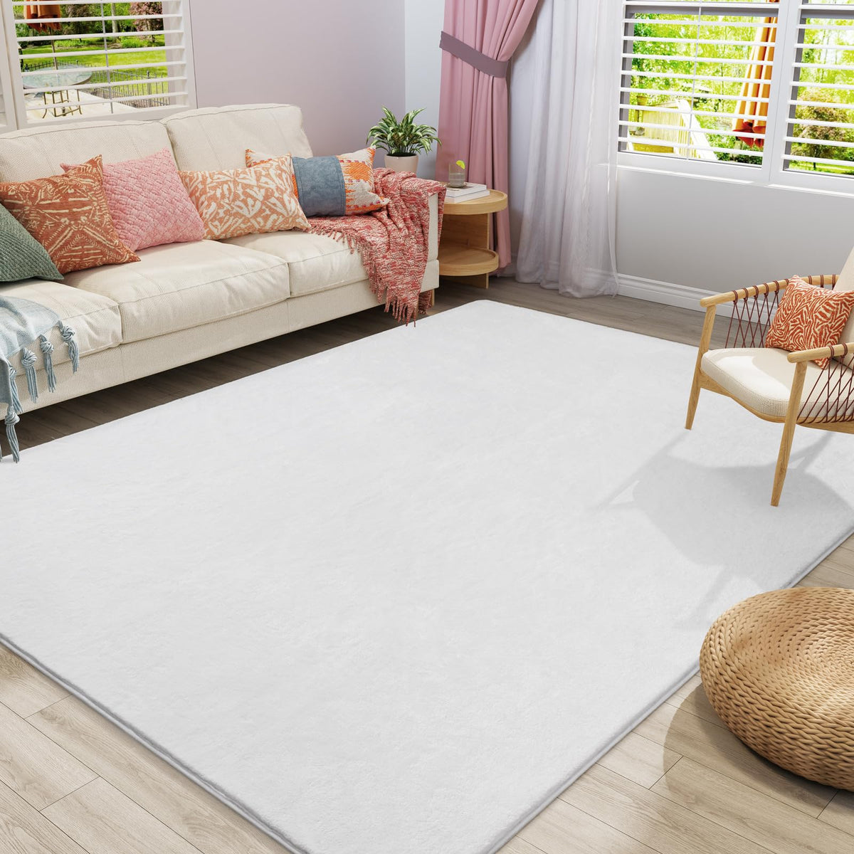 Amearea Modern Area Rugs for Bedroom Living Room, 4x6 Black Memory Foam Rug
