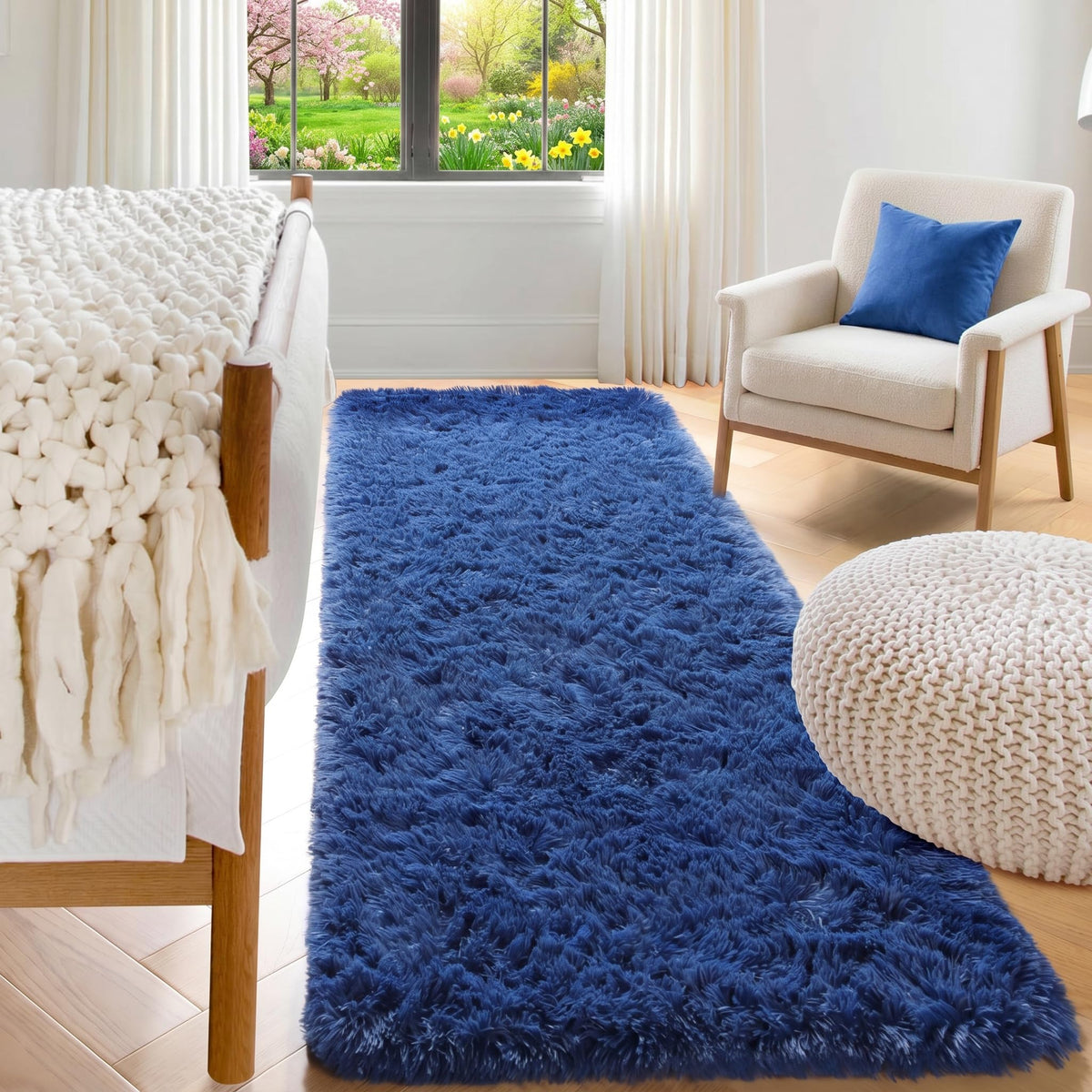 Runner Rugs for Bedroom Living Room, 2x6 Tie-Dyed Beige Hallway Area Rug