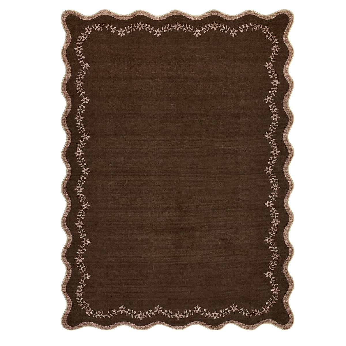 GarveeHome 5x7 Scalloped Area Rug Jute Washable Bedroom Living Room Rug