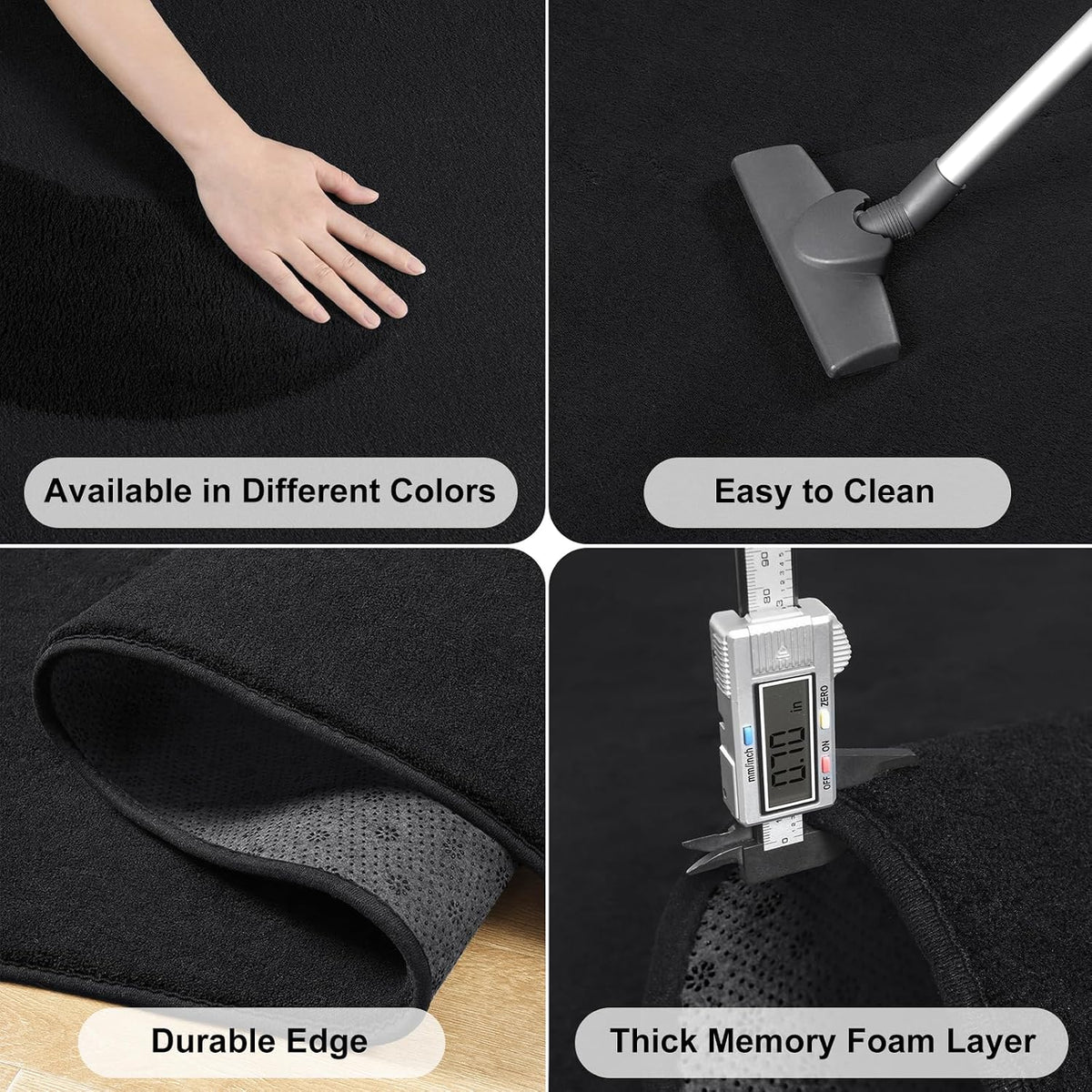 Amearea Modern Area Rugs for Bedroom Living Room, 4x6 Black Memory Foam Rug