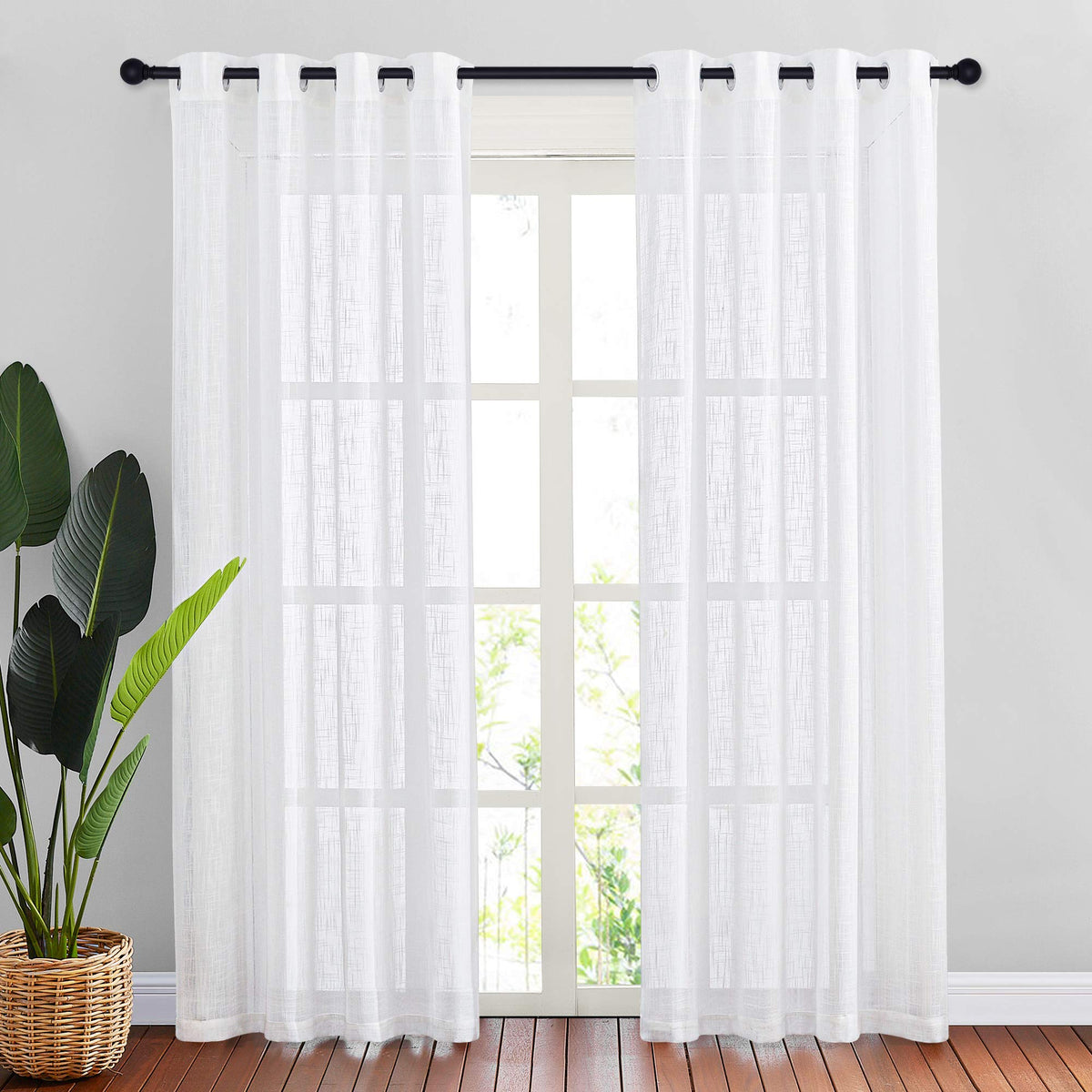 NICETOWN White Sheer Curtains for Windows 84 Inch Length, 52" W, 2 Panels